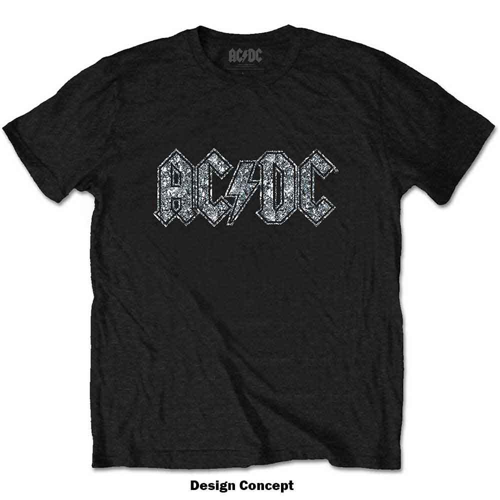 AC/DC Band Logo Rhinestone T-Shirt - Vintage Rock Music Graphic Tee for Concerts & Casual Wear