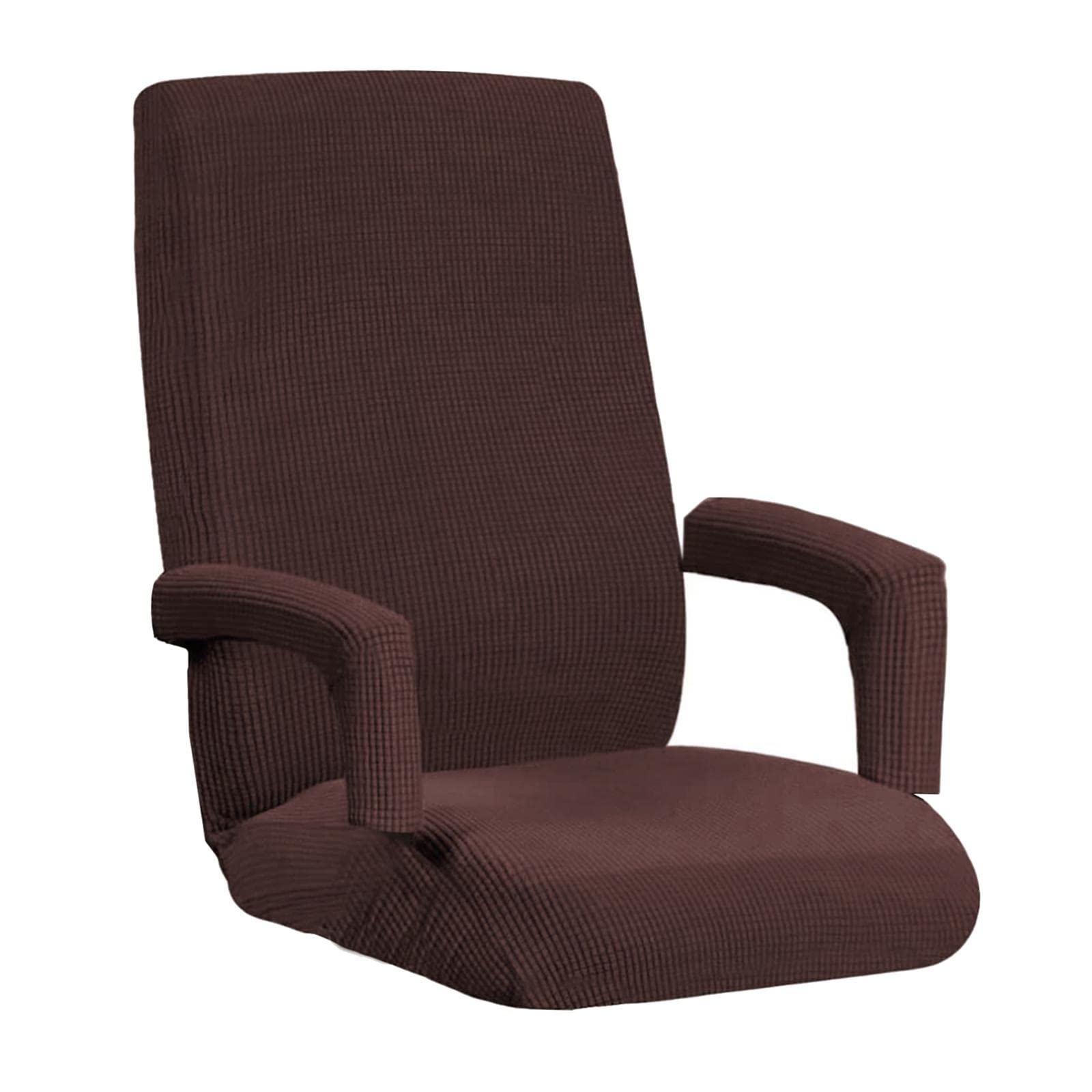 gazechimp Stretchable Split Slipcover for Computer Desk Chair - Brown PU Leather Office Seat Cover | Perfect for Home Office, Gaming & Study Chairs