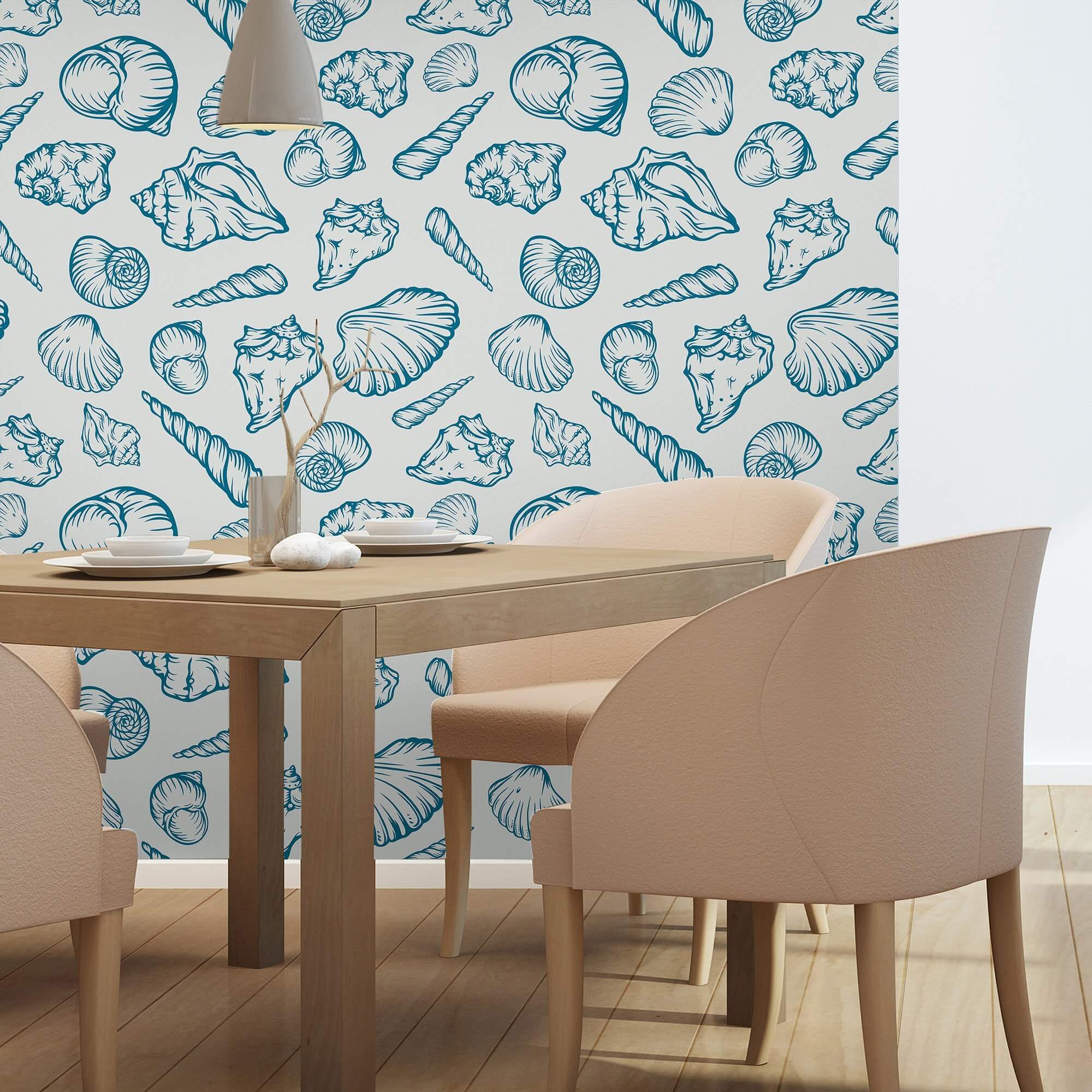 Blue Nautical Peel and Stick Removable Wallpaper - Self-Adhesive Decorative Wall Mural for Bedroom, Bathroom, Nursery & Home Office Decor