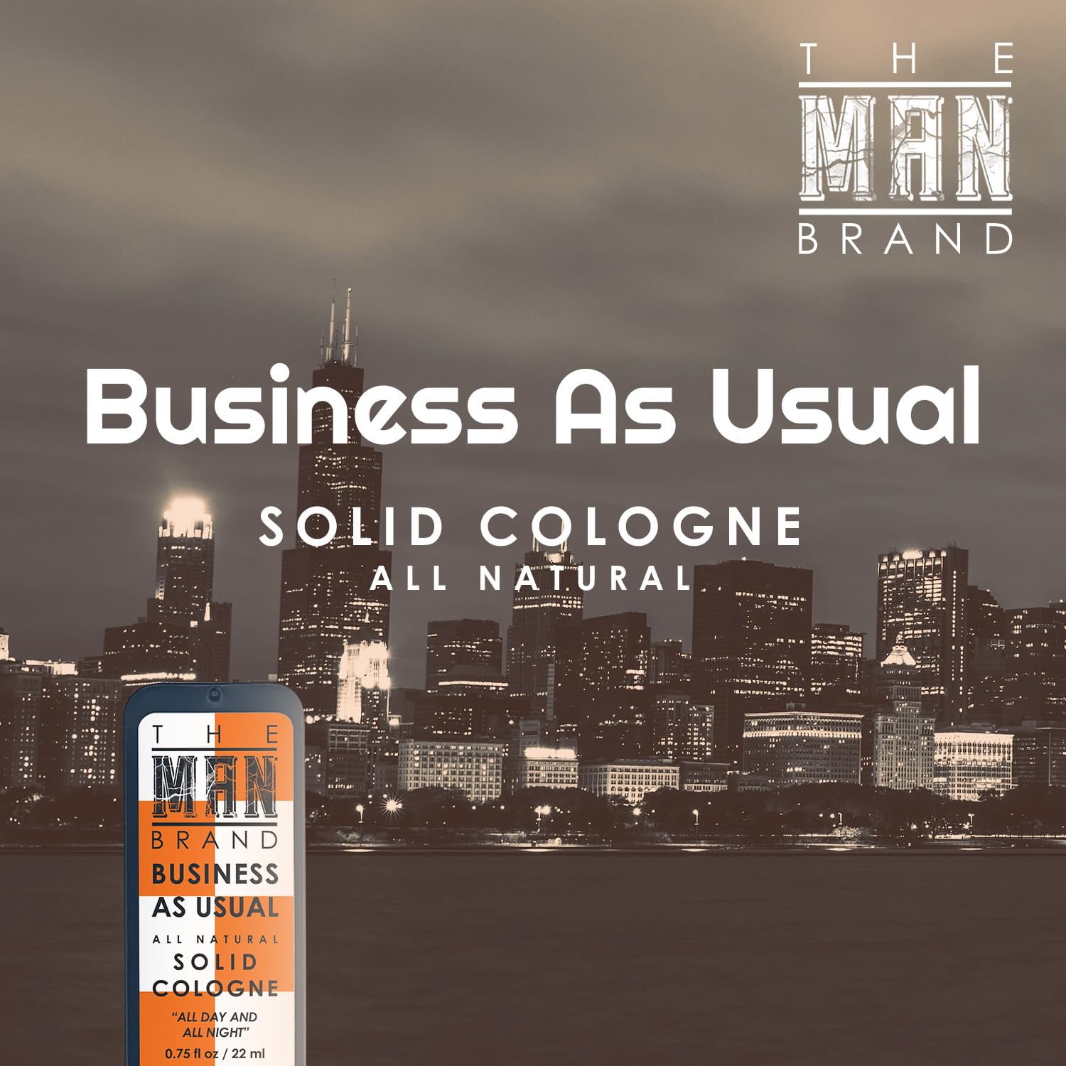 Business As Usual Solid Cologne Balm for Men - Natural & Long-Lasting Fragrance Wax - Travel Size (3/4 oz) - Perfect for Daily Use, Office & Outdoor Adventures