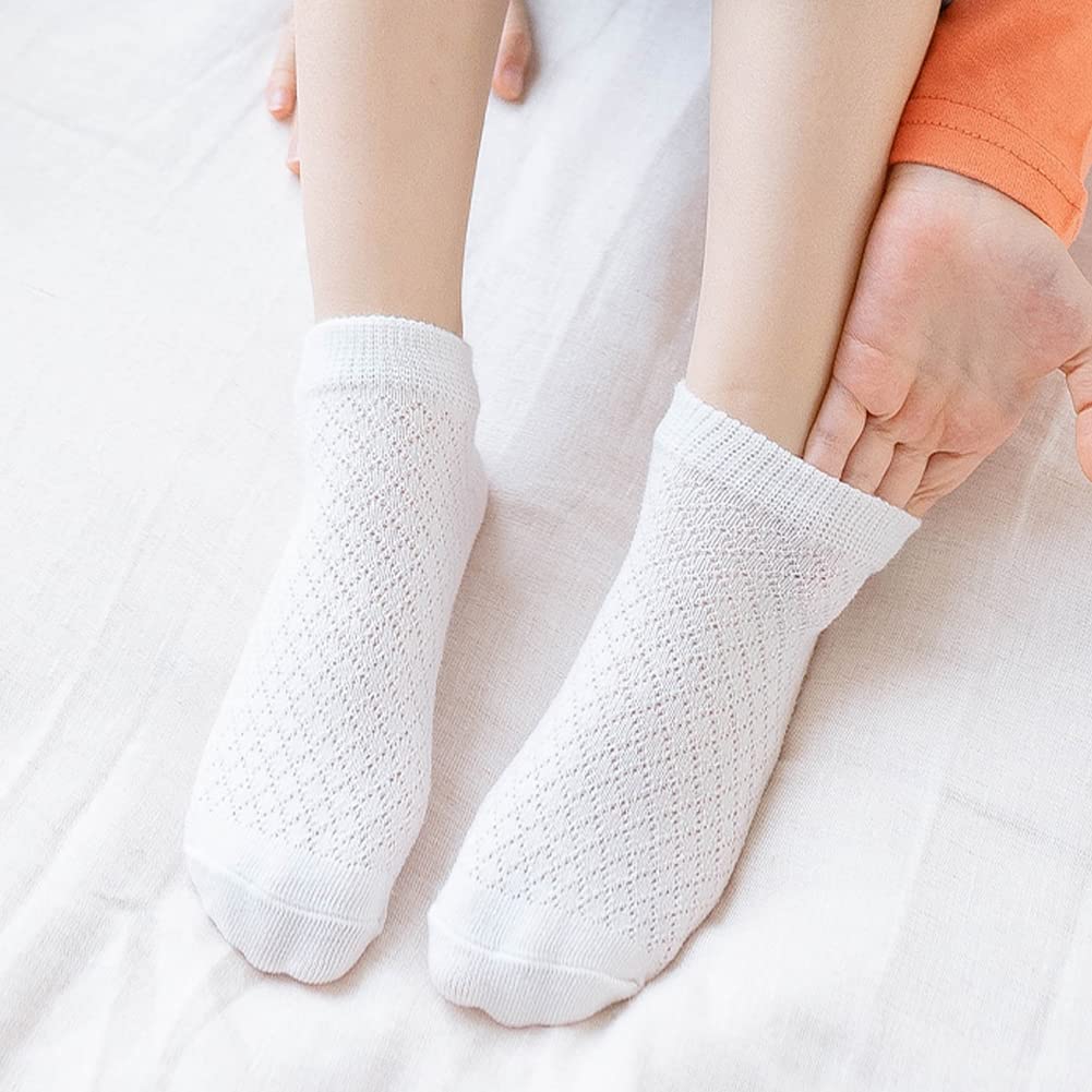 Looching 5-Pack Thin Mesh Cotton Baby Socks for Girls & Boys - No Show Ankle Socks for Toddlers (1-8 Years) - Breathable & Comfortable for School, Play & Everyday Wear
