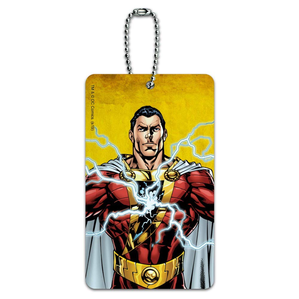 Justice League Shazam Character Luggage Tag - Durable Suitcase ID Card Holder for Carry-On Bags - Perfect for Travel, Cosplay & Superhero Fans