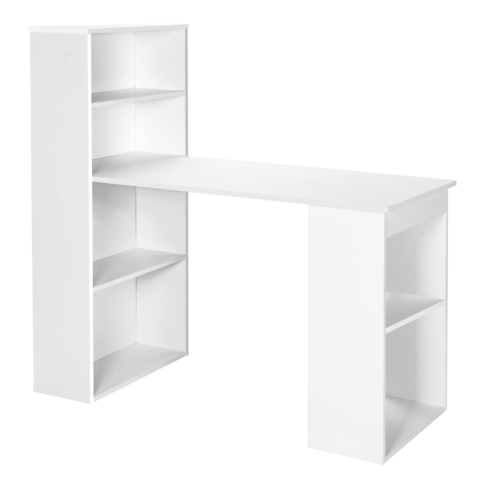 Tangkula White Computer Desk with Bookshelf - Compact Writing Study Desk with Storage Shelves & CPU Stand | Modern Home Office Workstation, Space-Saving Design for Small Rooms, Dorm & Apartment | Perfect for Remote Work, Online Learning & Gaming Setup