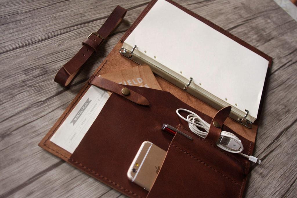 Handmade Engraved Genuine Leather Binder Folder for Men - Premium Office Organizer, Business Document Holder, Gift for Professionals & Executives - Perfect for Meetings, Presentations & Corporate Gifting