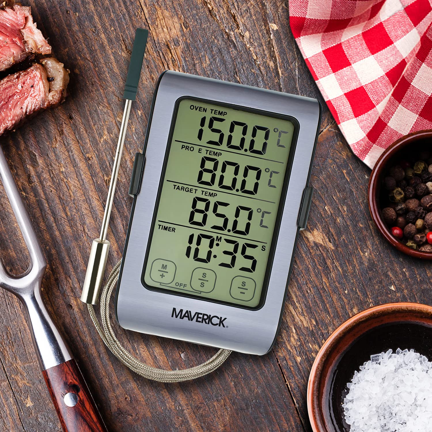 Maverick ET-851 Digital Meat Thermometer with Dual Sensors - Wireless BBQ Grill & Smoker Thermometer for Oven, Cooking, Roasting - Perfect for Steak, Turkey, and Baking
