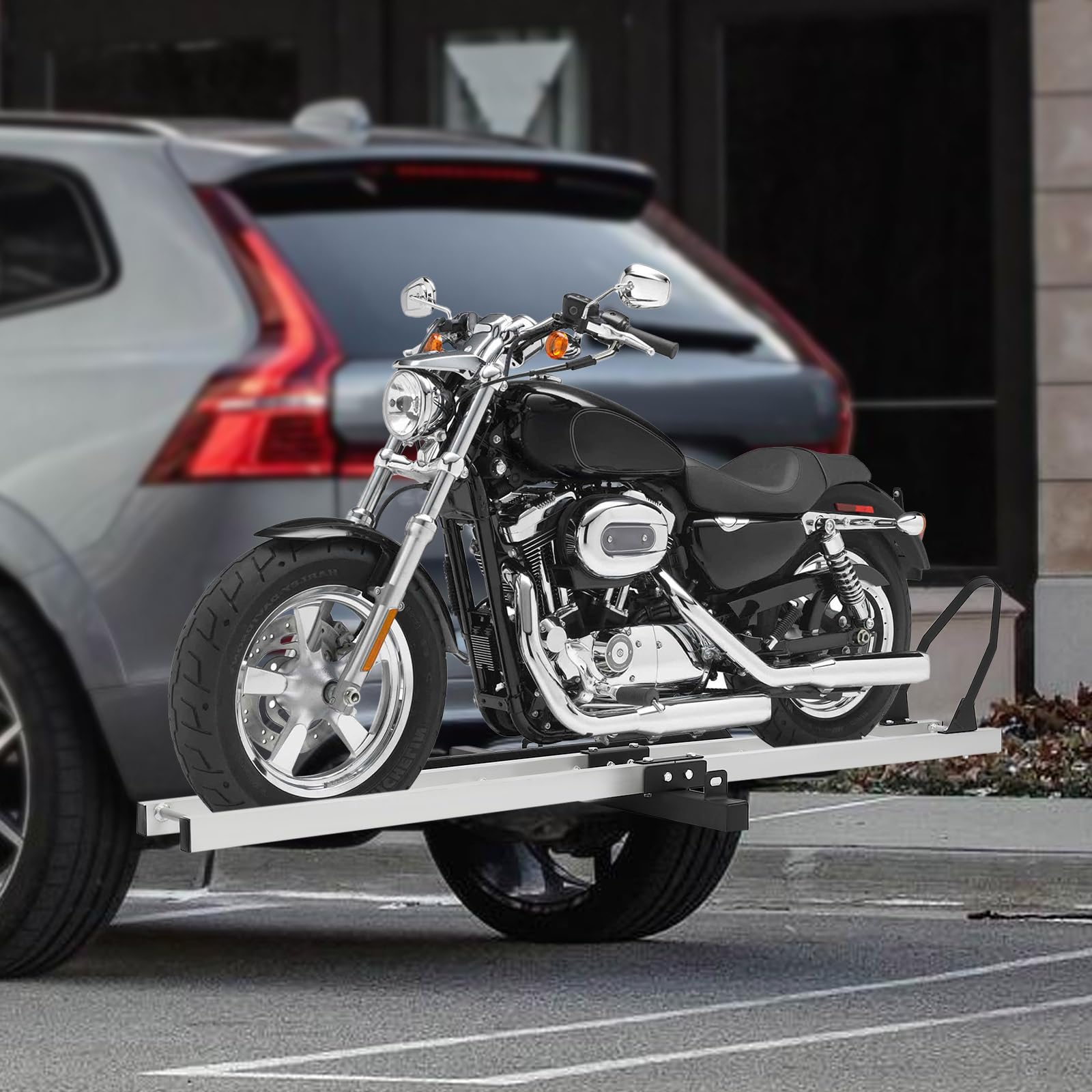 Aluminum Motorcycle Hitch Carrier 400lbs - Folding Bike Rack for Dirt Bikes & Loading Ramp - Perfect for Off-Road Adventures