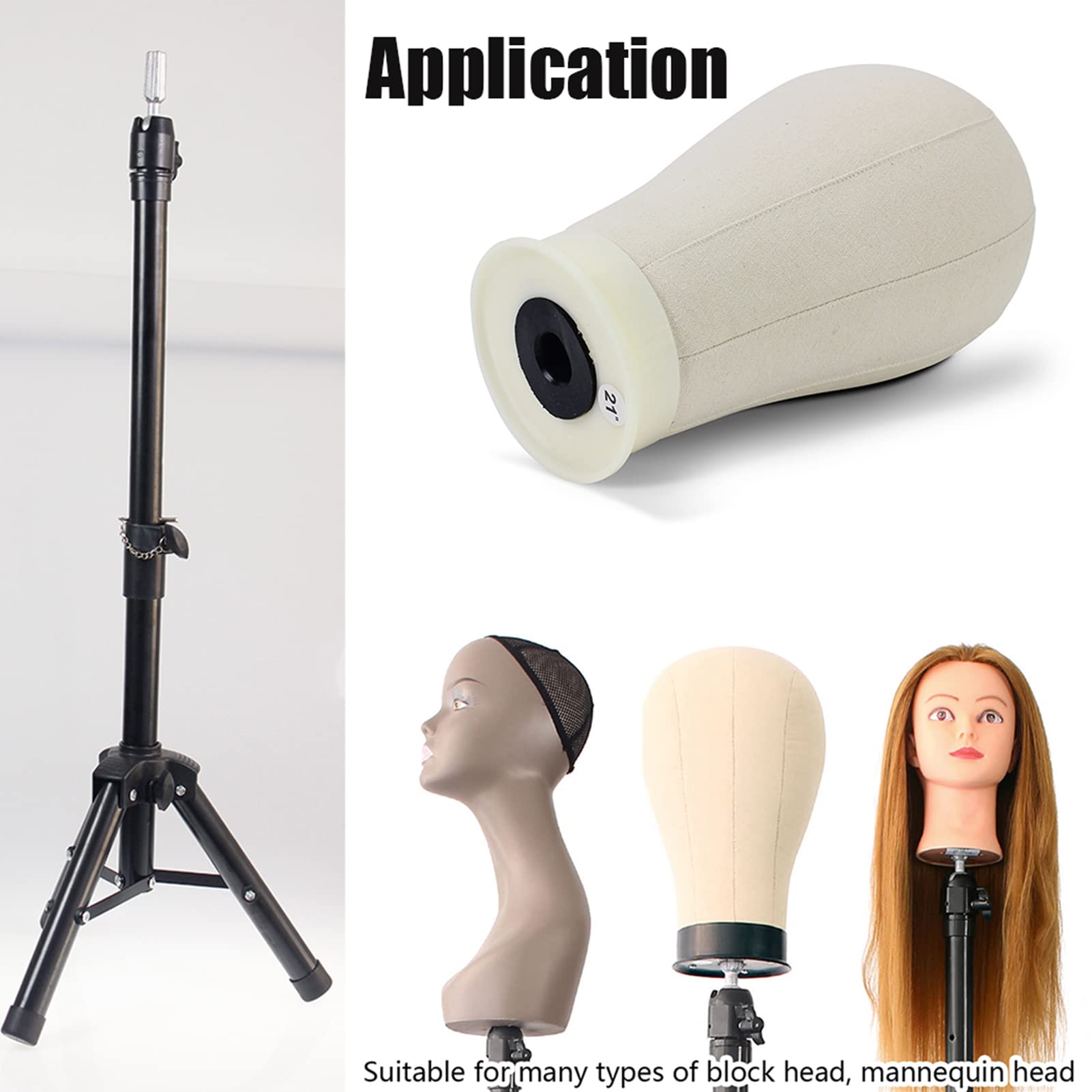 BLUSHIA Adjustable Wig Stand Tripod - Mannequin Head Holder for Styling Wigs, Hair Extensions & Cosmetology Training | Perfect for Salon Display, Hairdressing Practice & Home Wig Organization
