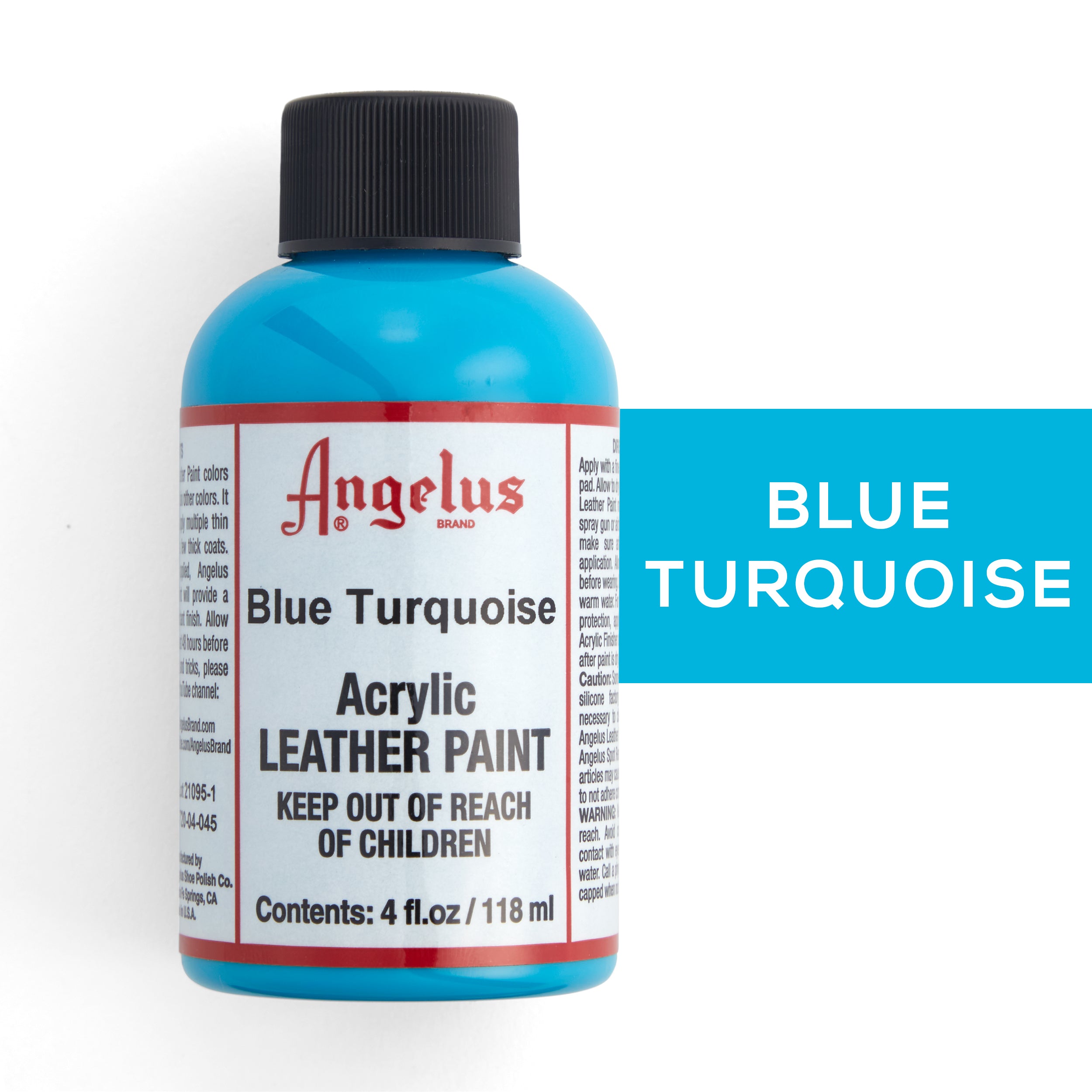 Angelus Leather Paint - 4 fl. oz. (118ml) High-Quality Acrylic Leather Dye for Shoes, Bags & Jackets - Perfect for DIY Leather Repair & Customization Projects