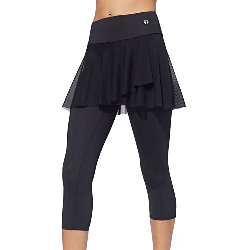Eleven Essentials Outskirt Capri Pants - True Black | Women's Stretchy Workout Leggings for Yoga, Running & Gym