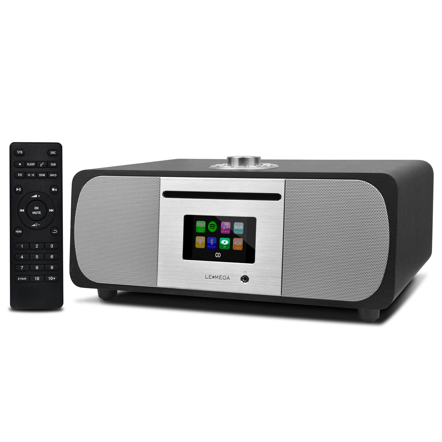 LEMEGA M5P DAB Digital Radio with CD Player & Bluetooth - 35W Hi-Fi Stereo System, WiFi Internet Radio, Spotify Connect, USB Playback, Dual Alarm Clock, FM Tuner with Remote Control - Black Oak - Perfect for Home, Office, and Bedroom Entertainment