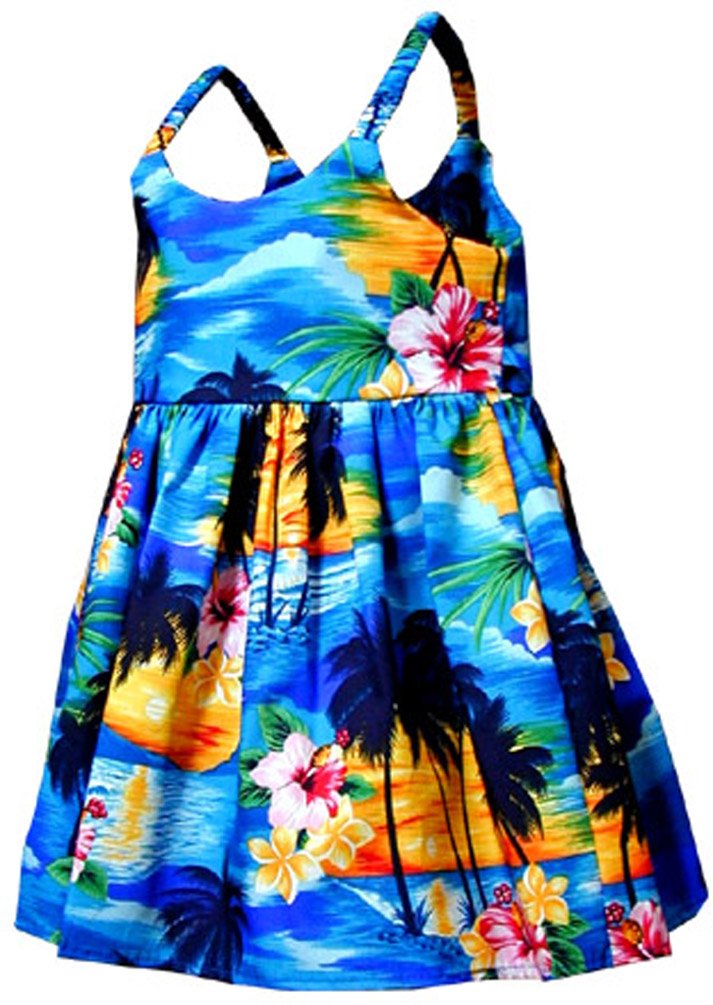 Hawaiian Toddler Dresses for Girls - Waikiki Sunset Print, Floral Summer Outfit for Beach, Luau, and Vacation - Perfect for Toddler Girls 1-5 Years Old