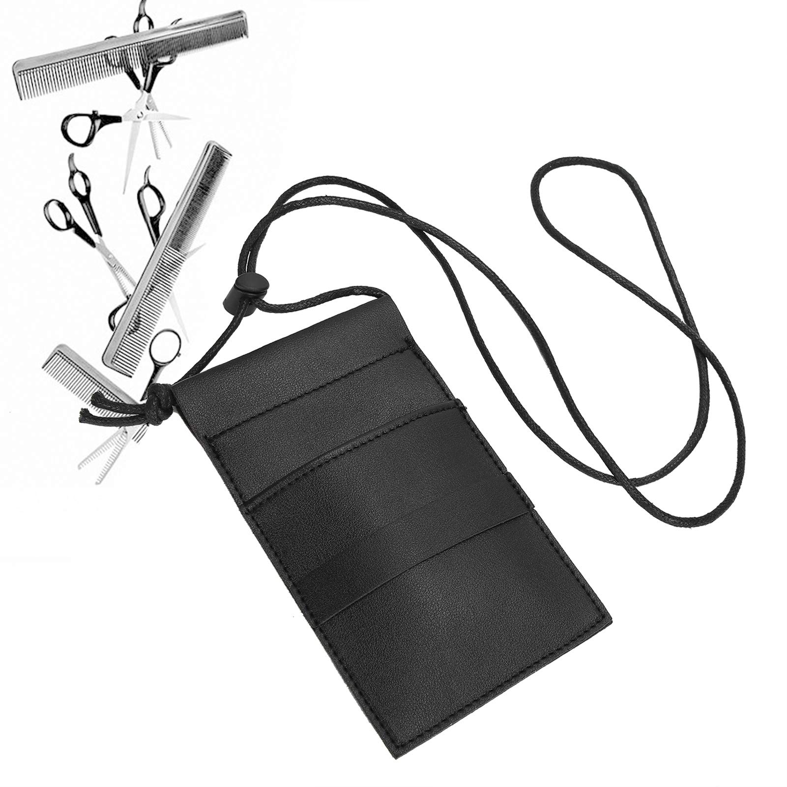 Professional Hairdresser Tool Bag - PU Leather Scissors & Combs Organizer Waist Pouch for Stylists & Barbers (Black) - Perfect for Salon, Travel & Mobile Hair Services