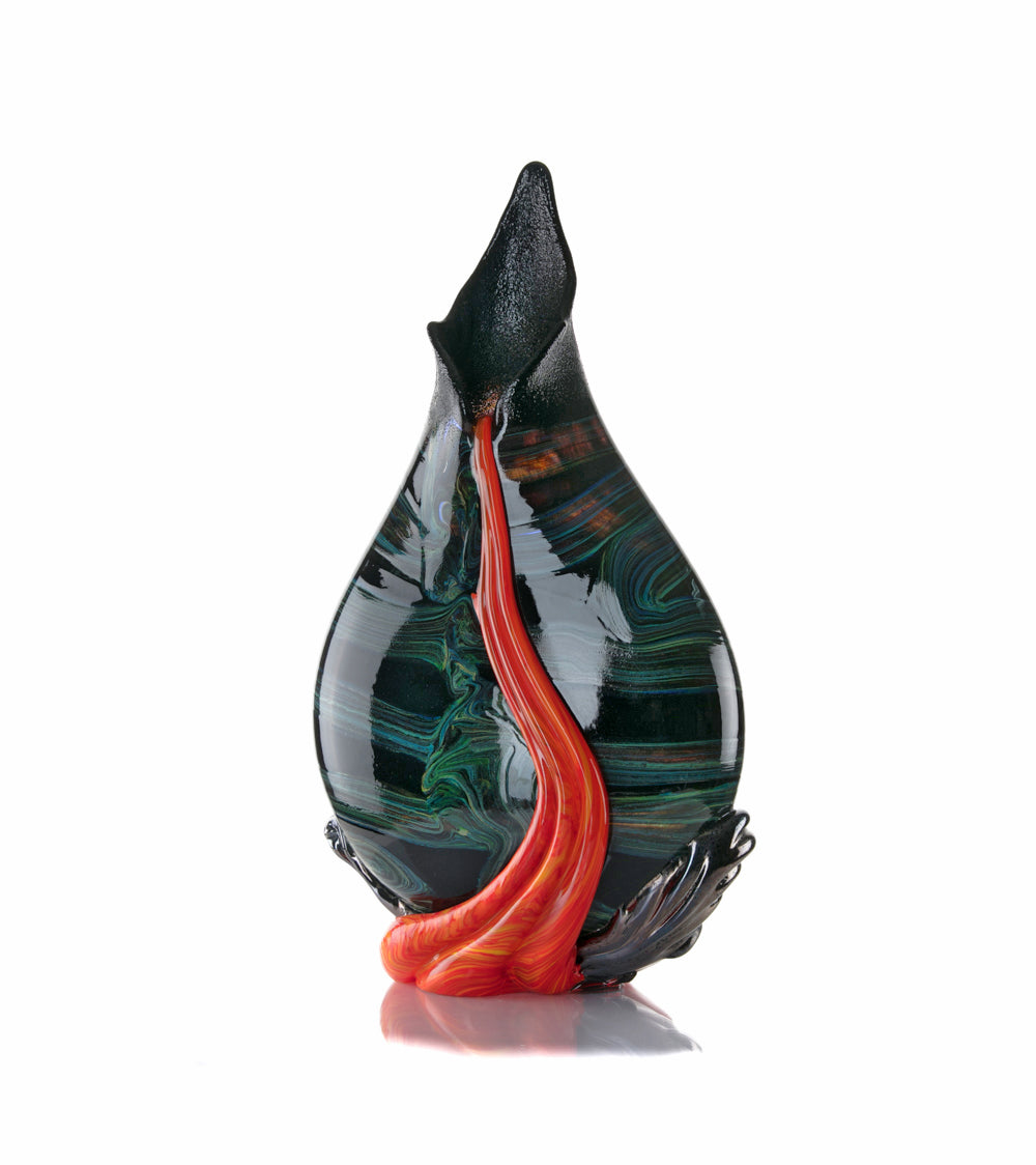 Daniel Moe Black Lava Trail 1 Glass Vessel - Modern Home Decor, Unique Centerpiece for Dining Table, Living Room, or Office
