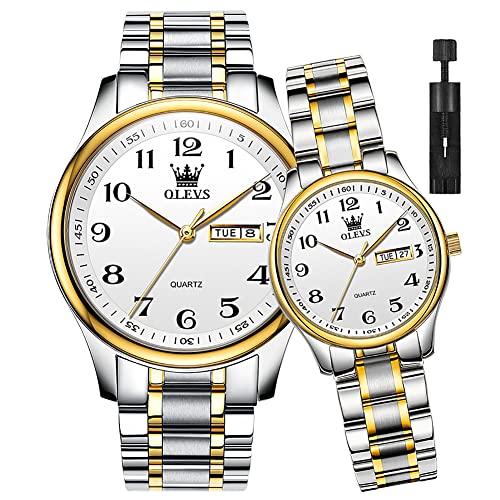 silver gold couple watch