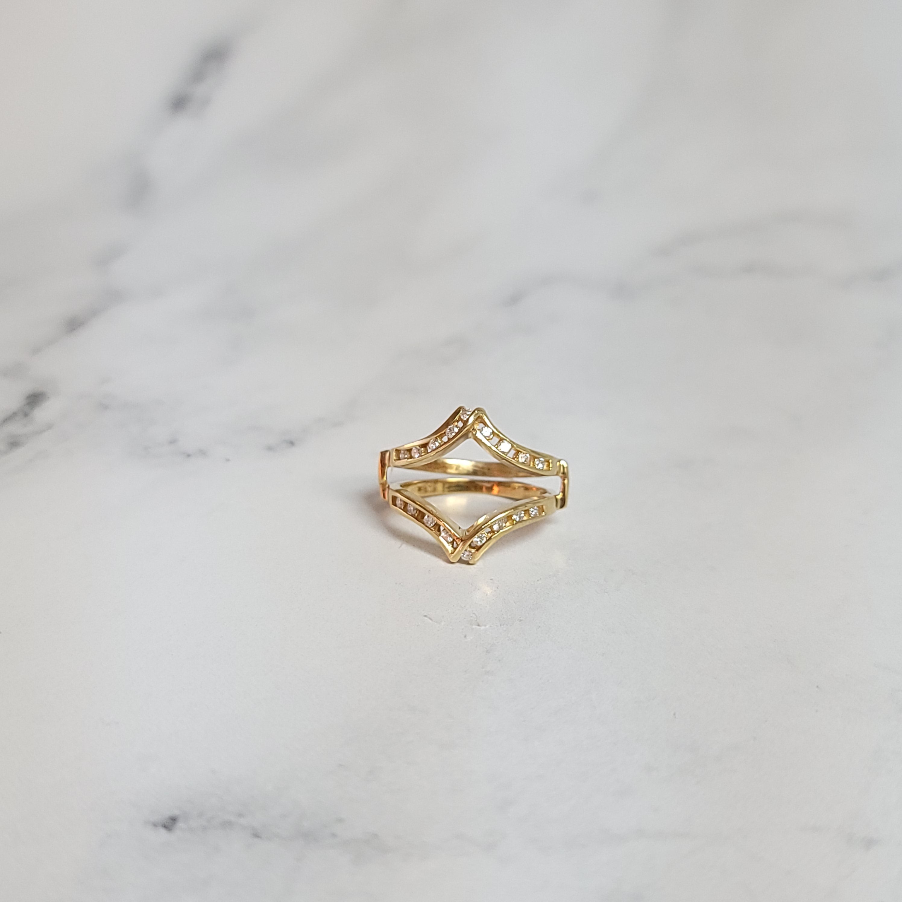 Double V Shaped Diamond Ring Guard Enhancer - Elegant Wedding Band Enhancer for Engagement Rings, Perfect Bridal Jewelry Gift (Great for Proposals, Anniversaries & Special Occasions)