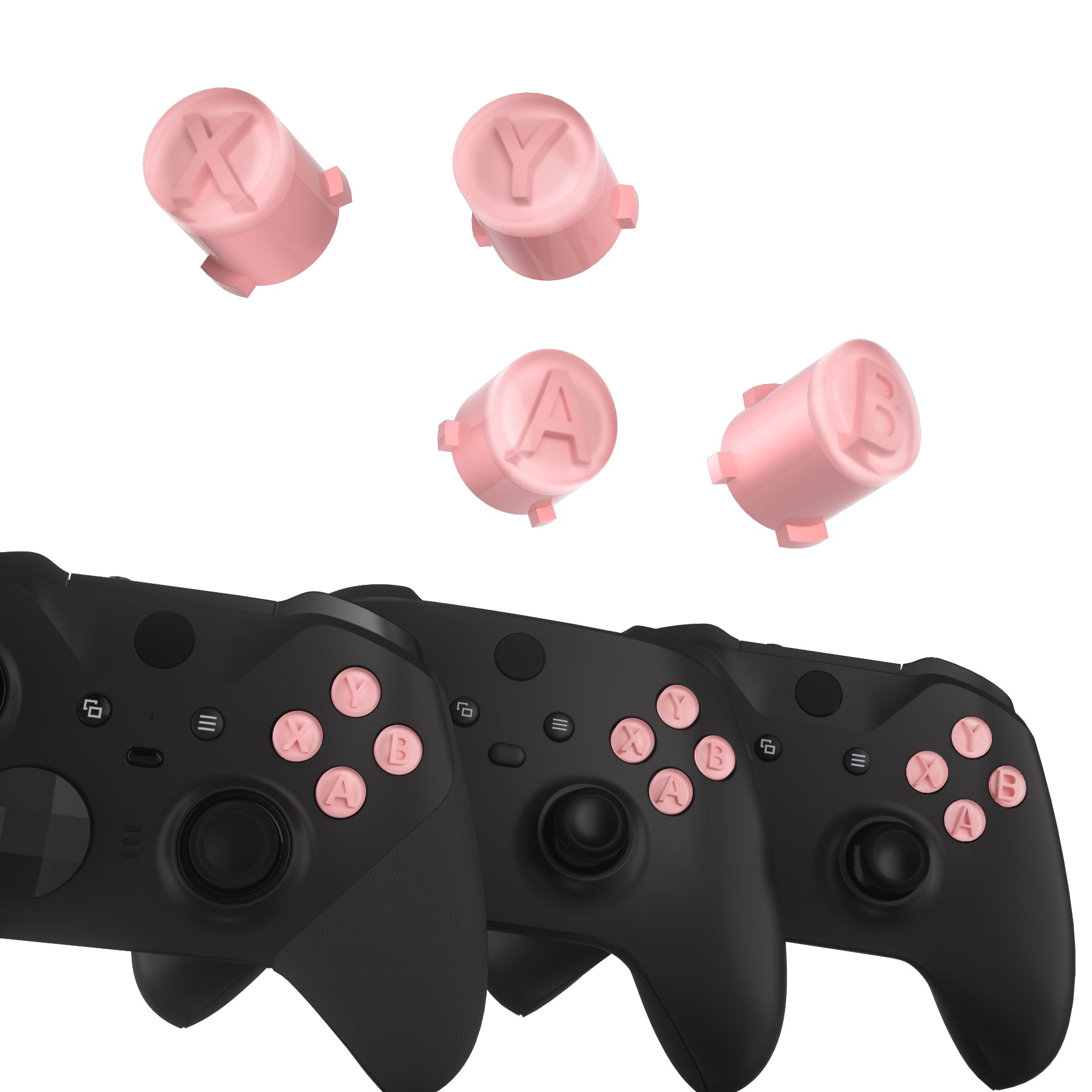 eXtremeRate Two-Tone ABXY Action Buttons with Classic Symbols - Compatible with Xbox Series X/S, Xbox One S/X & Elite V1/V2 Controllers (Carmine Pale Red & Clear) - Perfect for Gaming Enthusiasts & Custom Controller Mods