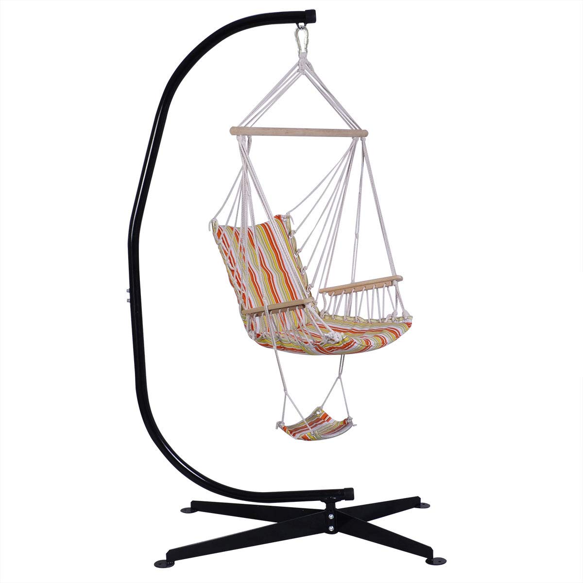 ReunionG Heavy Duty Steel Hammock Stand - 500lb Capacity C-Stand for Hanging Chairs & Porch Swings | Weather-Resistant Metal Frame with 360° Rotation | Perfect for Patio, Backyard, Garden & Indoor Relaxation
