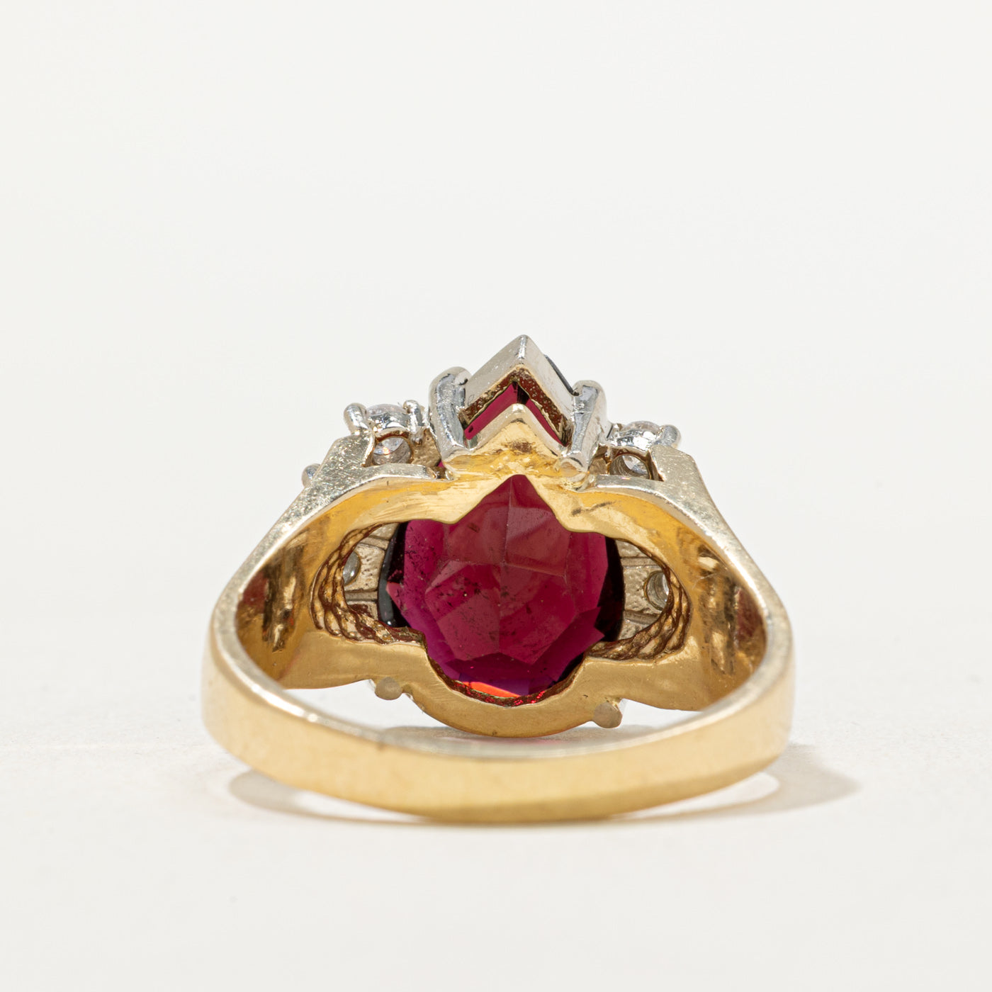 Pear Cut Garnet & Diamond Cocktail Ring - 4.25ct Garnet & 0.40ctw Diamonds - Size 9 - Elegant Evening Party Jewelry for Women