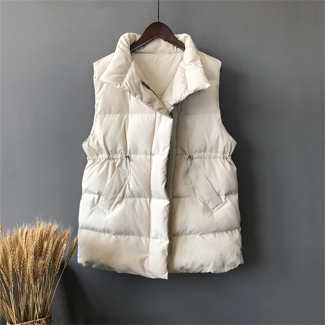 Women's Lightweight Stand Collar Zip Padded Vest - Winter Warm Quilted Waistcoat with Long Design | Perfect for Outdoor Activities, Layering Under Jackets & Korean Fashion Style