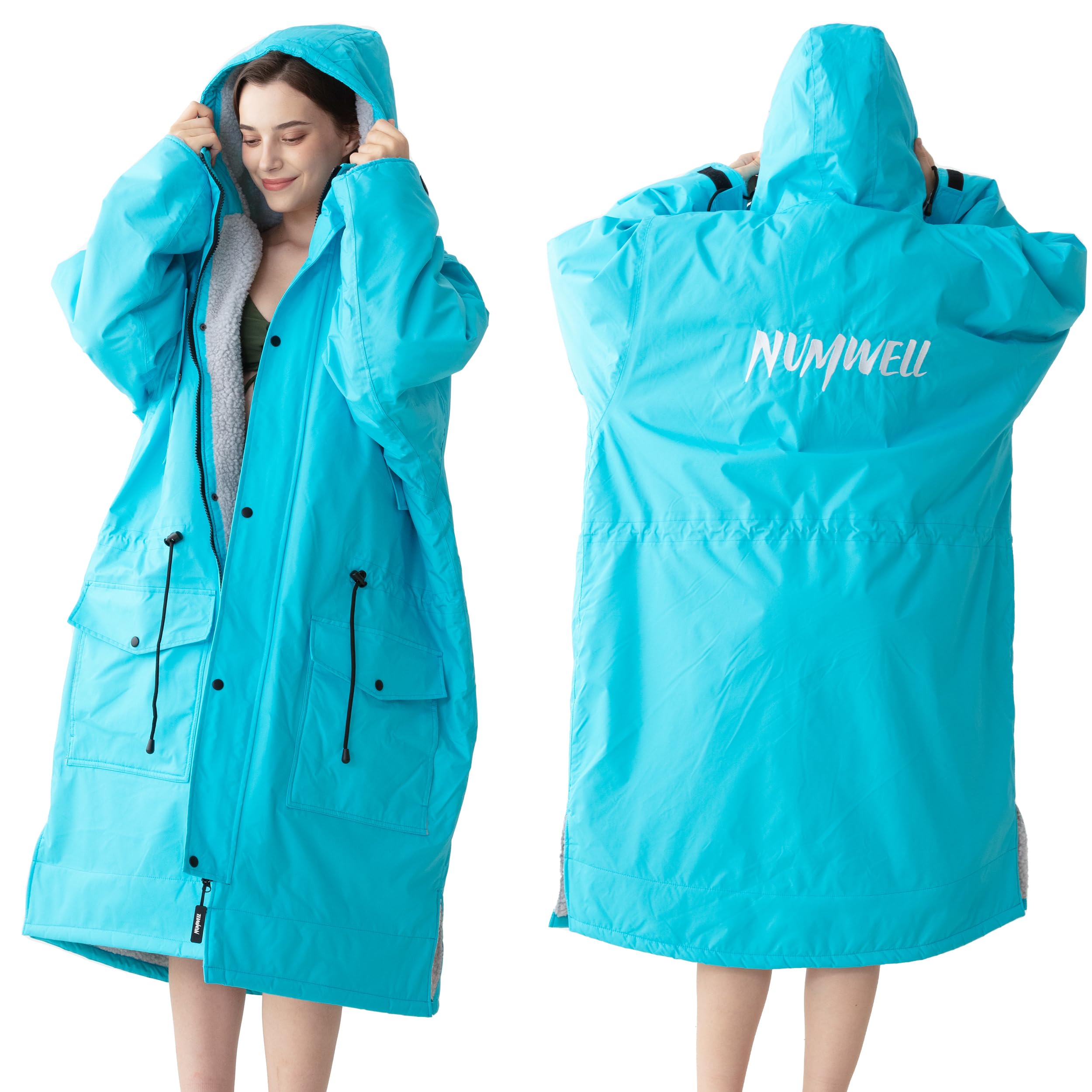 **Unisex Waterproof Swim Parka - Oversized Quick Dry Hooded Surf Poncho for Men & Women, Windproof Beach Changing Robe - Perfect for Swimming, Surfing & Outdoor Activities**