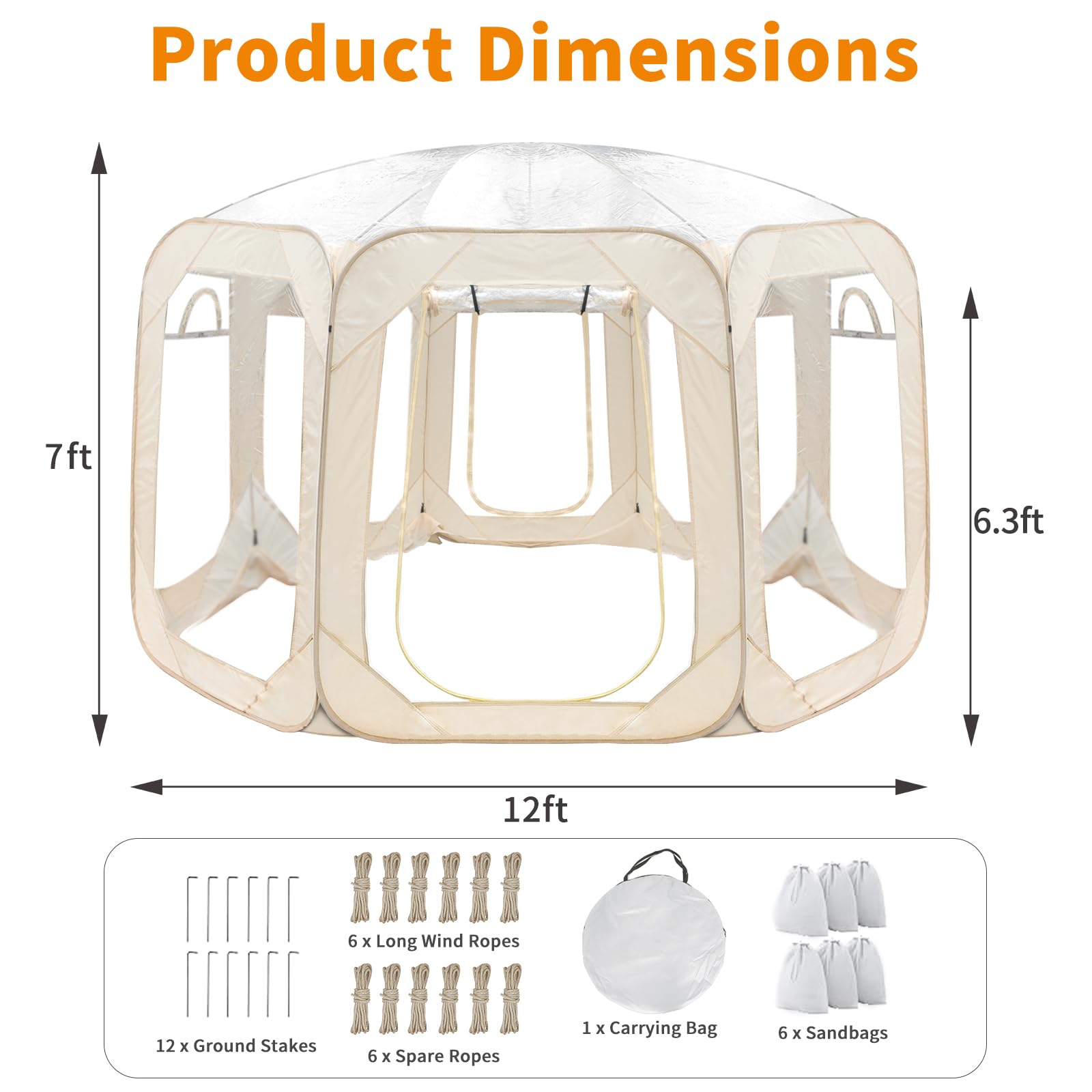 540° Clear Pop Up Bubble Tent - Fully Transparent Outdoor Camping Gazebo with No Dead Corners | Perfect for Backyard Camping, Beach Parties & Stargazing