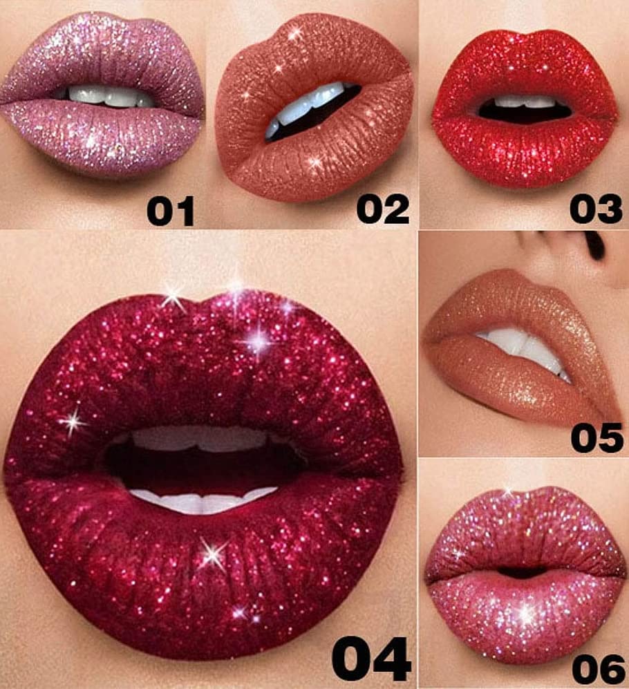 Kamz Glitter Flip Liquid Lipstick - Matte to Shiny Transforming, Waterproof, Long Lasting (6-Pack) | Perfect for Parties, Date Nights & Special Occasions