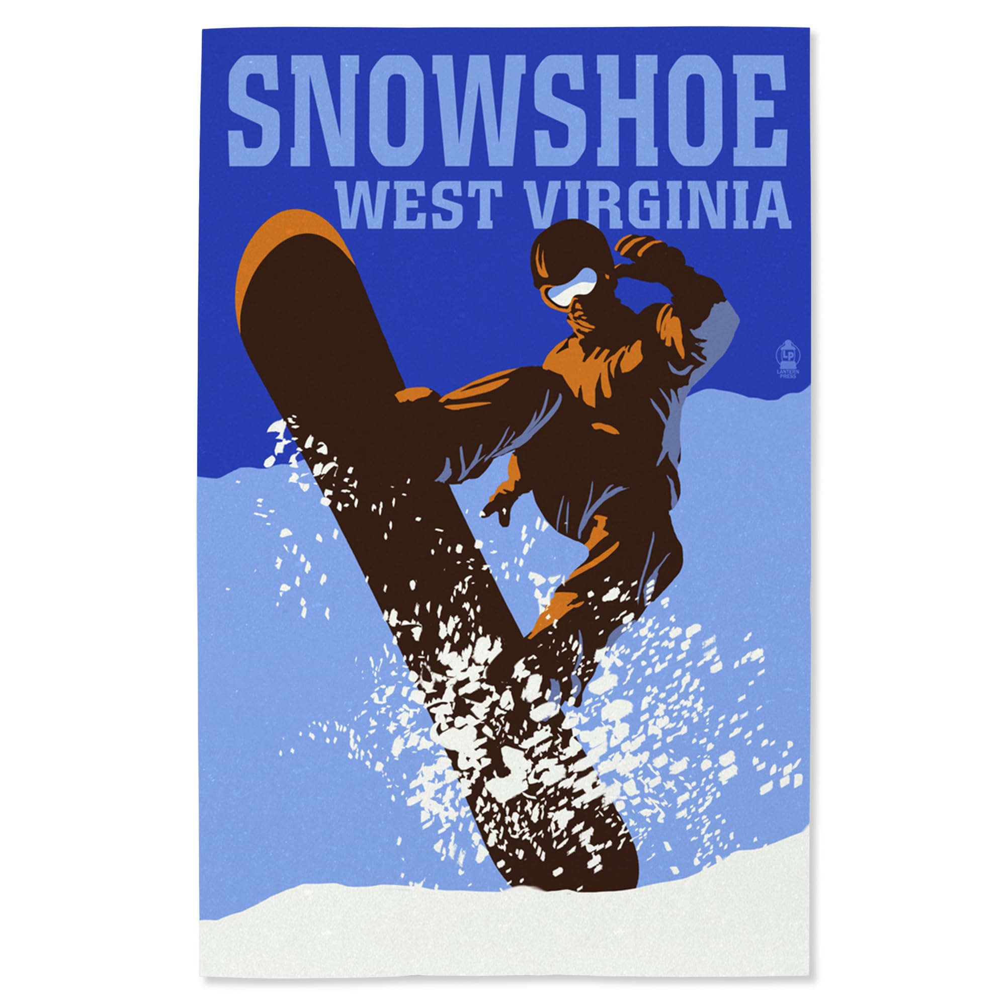 Lantern Press 16x24 Inch Giclee Art Print - Snowshoe West Virginia Winter Landscape with Colorblock Snowboarder - Perfect for Home Decor, Office Wall Art & Ski Resort Themed Rooms