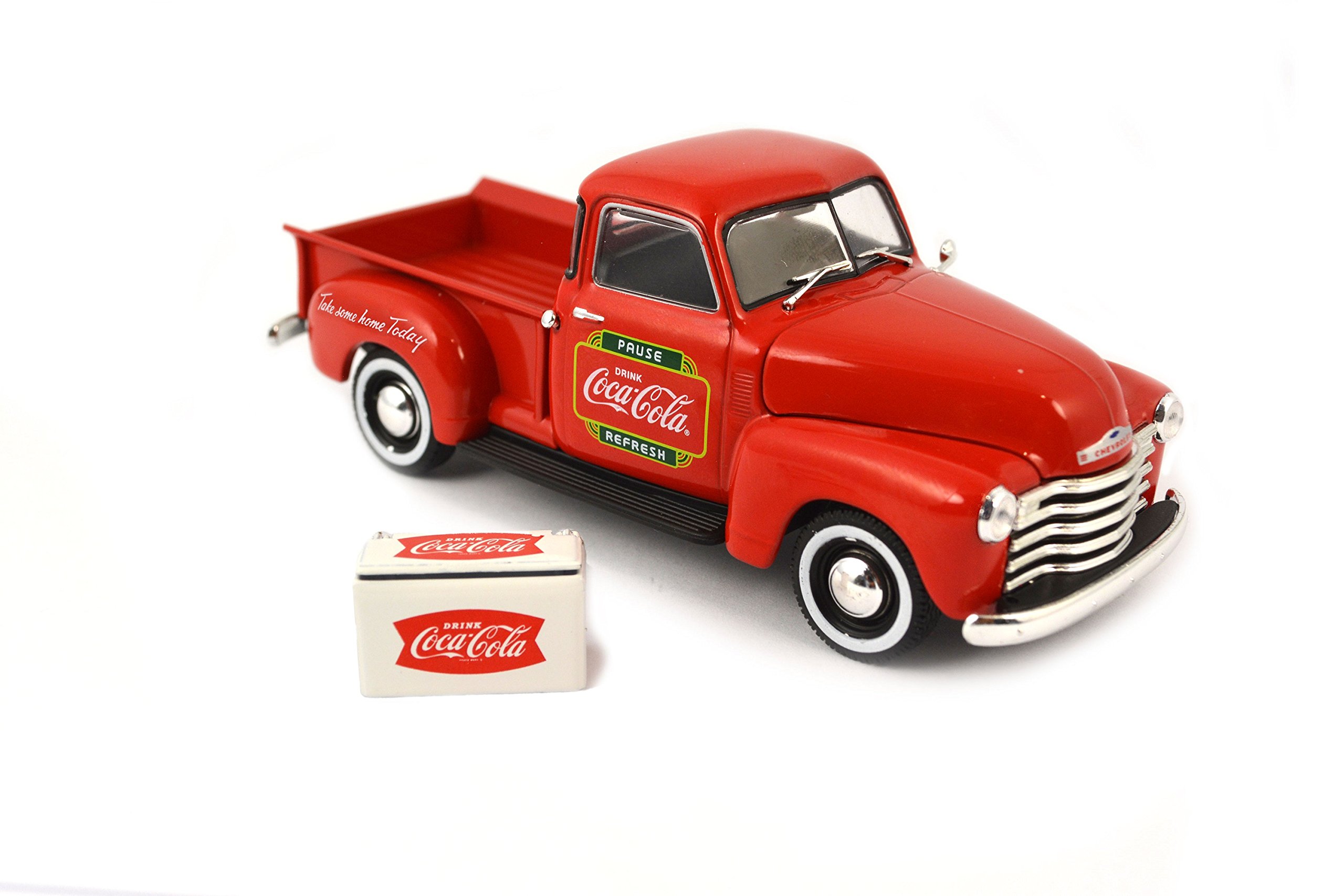 Coca-Cola 1/43 Scale 1953 Chevy Pickup Truck with Metal Cooler - Vintage Collectible Model Car for Display & Gift
