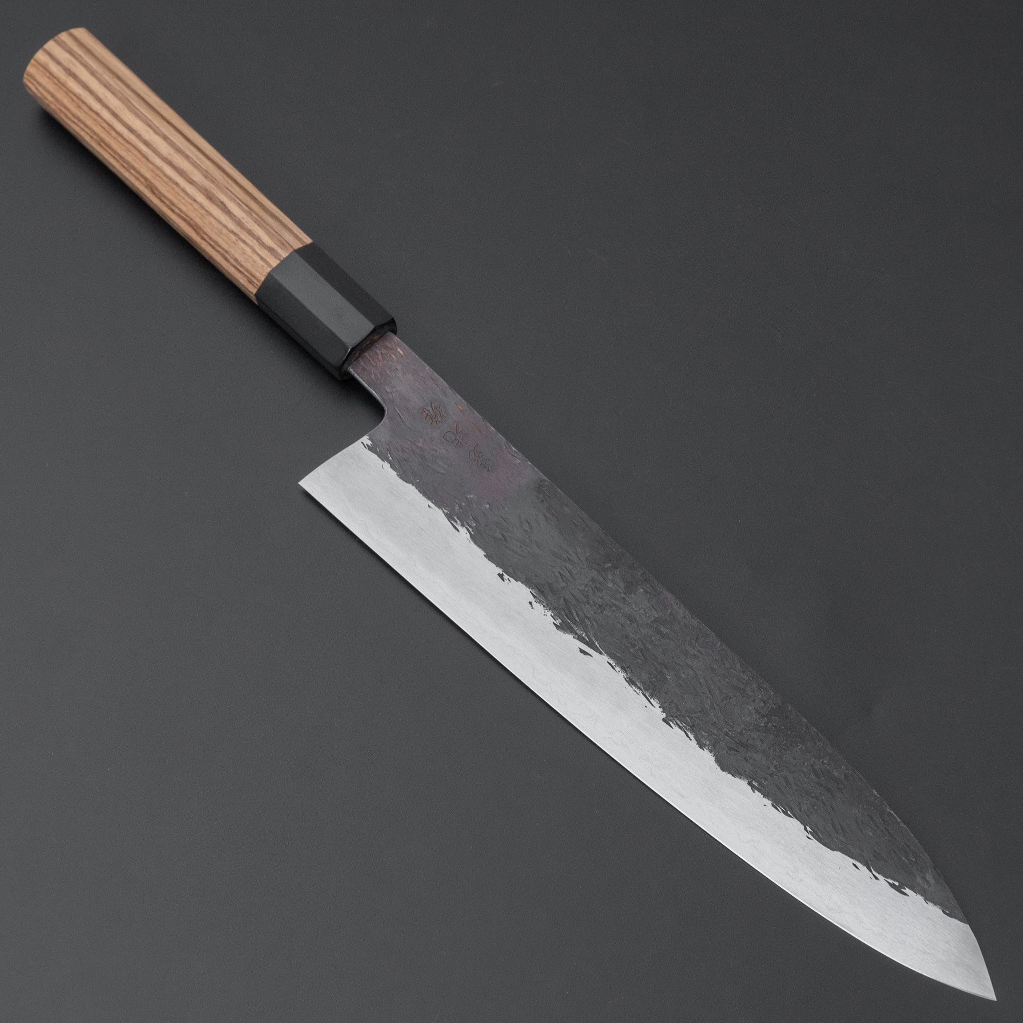 Premium Isamitsu Blue Super Stainless Clad Kurouchi Gyuto Chef Knife 240mm with Taihei Zebrawood Handle - Japanese Kitchen Knife for Professional Chefs & Home Cooking, Perfect for Slicing, Dicing & Meat Cutting