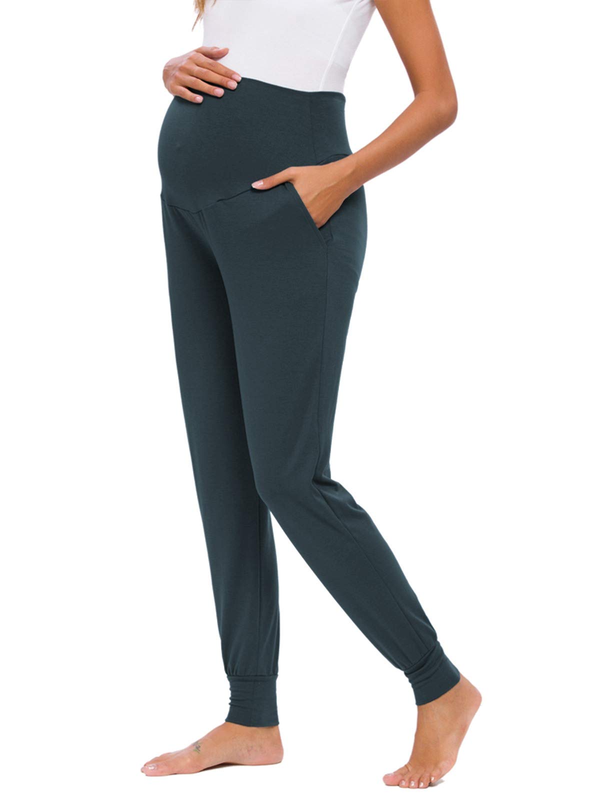 Liu & Qu Women's Maternity Stretchy Casual Lounge Pants - Soft Comfortable Pregnancy Pants for Relaxing at Home, Yoga & Everyday Wear