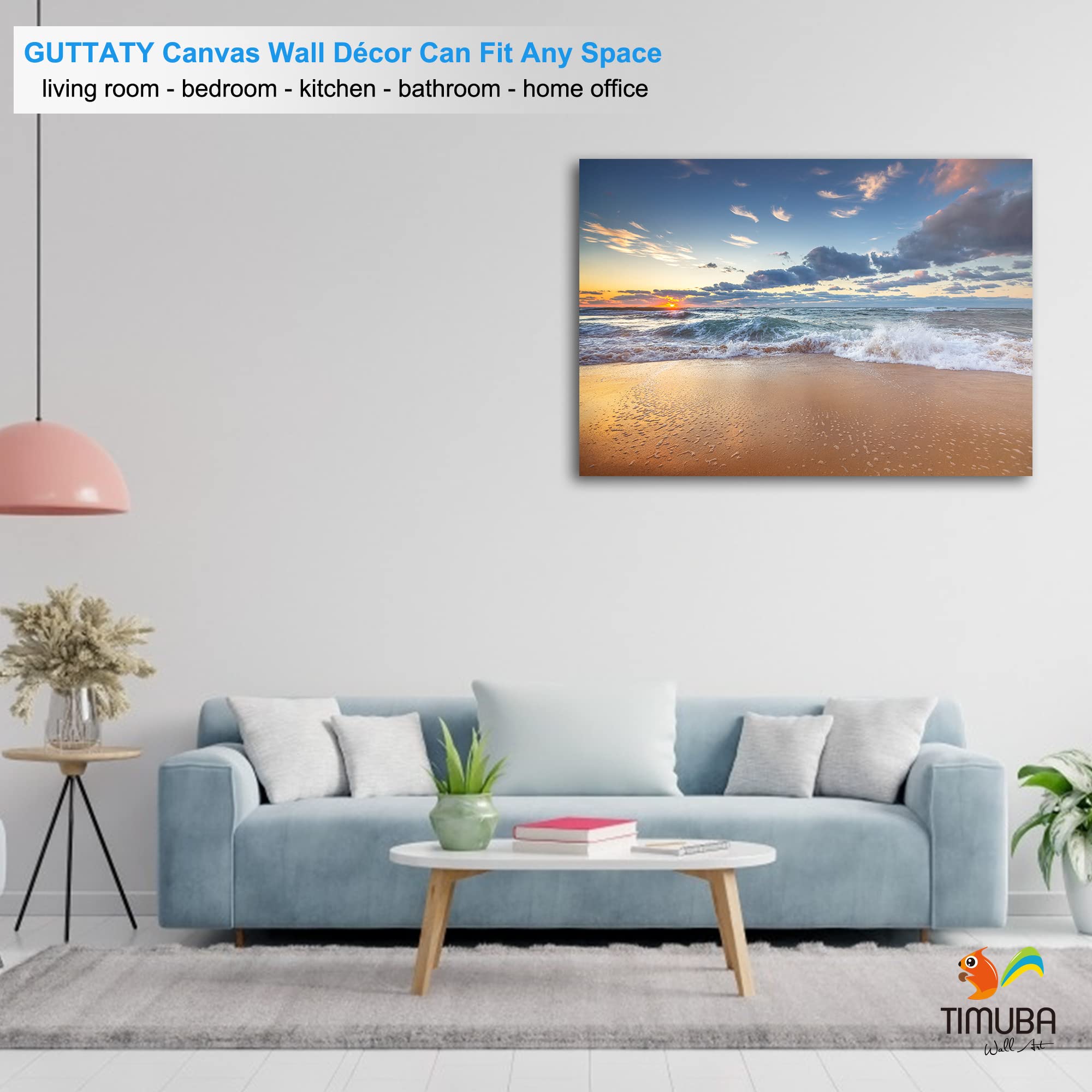 Beach Wall Art Canvas Print - 28x40 Inches Coastal Sunset Pictures for Bedroom & Living Room Decor | Ocean Themed Home Wall Decor | Perfect for Beach House, Vacation Rental & Coastal Interior Design