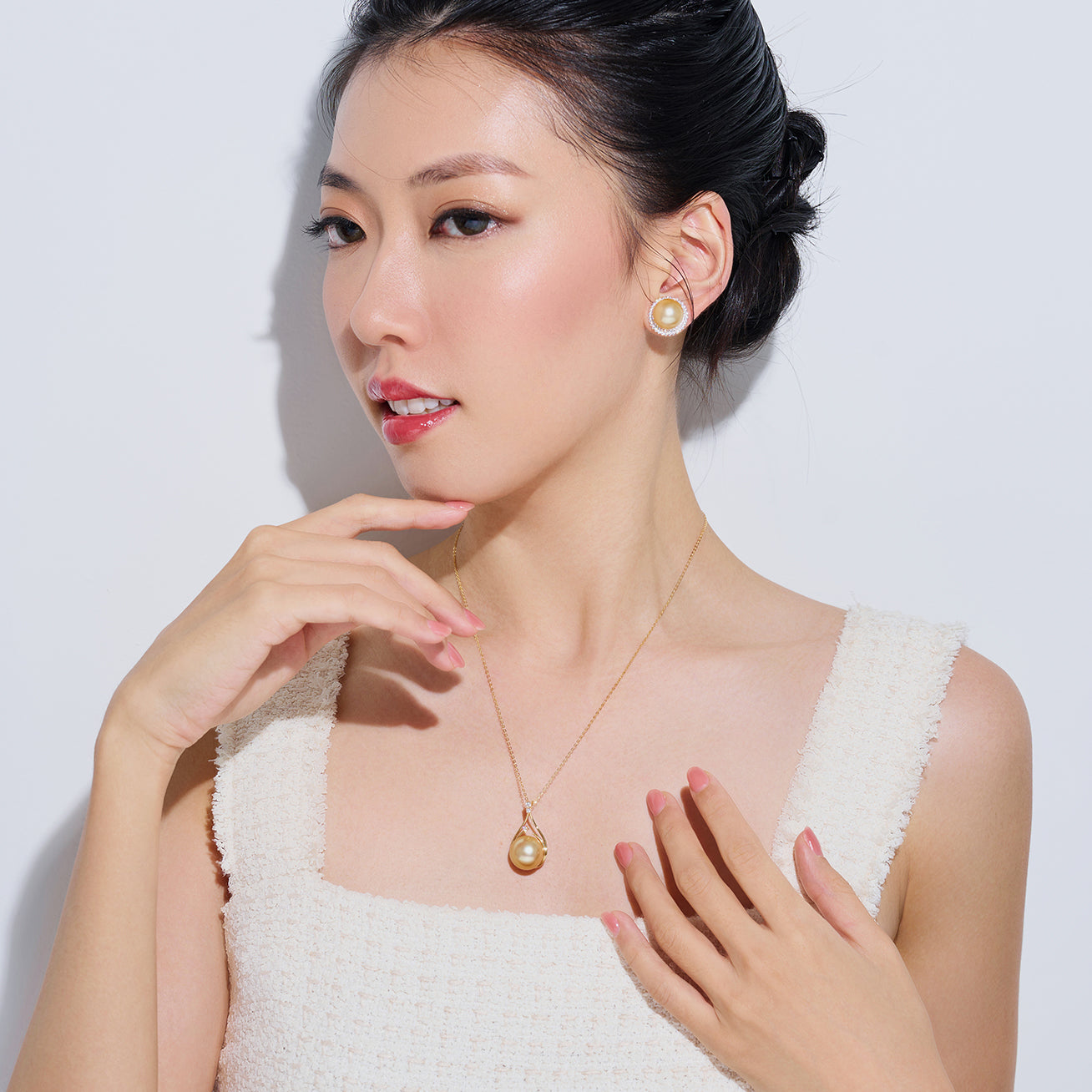 18K Solid Gold South Sea Golden Pearl Earrings - Luxury Dangle Earrings for Women, Elegant Gift for Wedding, Anniversary & Special Occasions