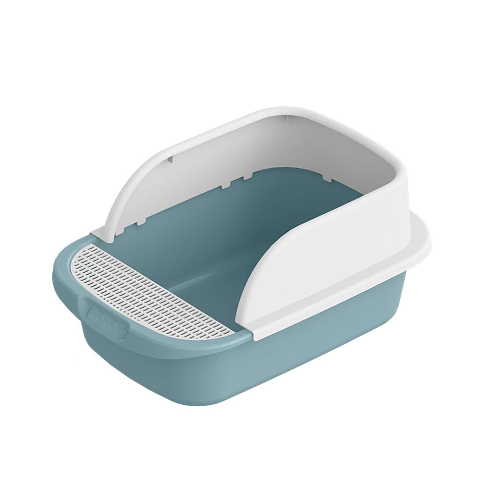 QDM High-Sided Cat Litter Box with Shield & Scoop - Sifting, Waterproof, Easy Clean Large Blue Litter Pan - Perfect for Small Spaces & Multi-Cat Homes