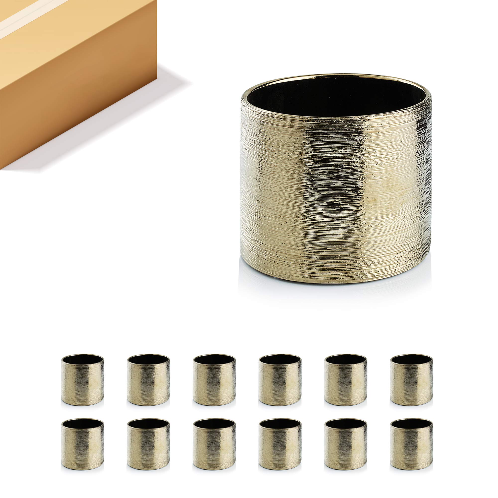 WGVI 12-Piece Gold Etched Ceramic Cylinder Vase Set - 5.5