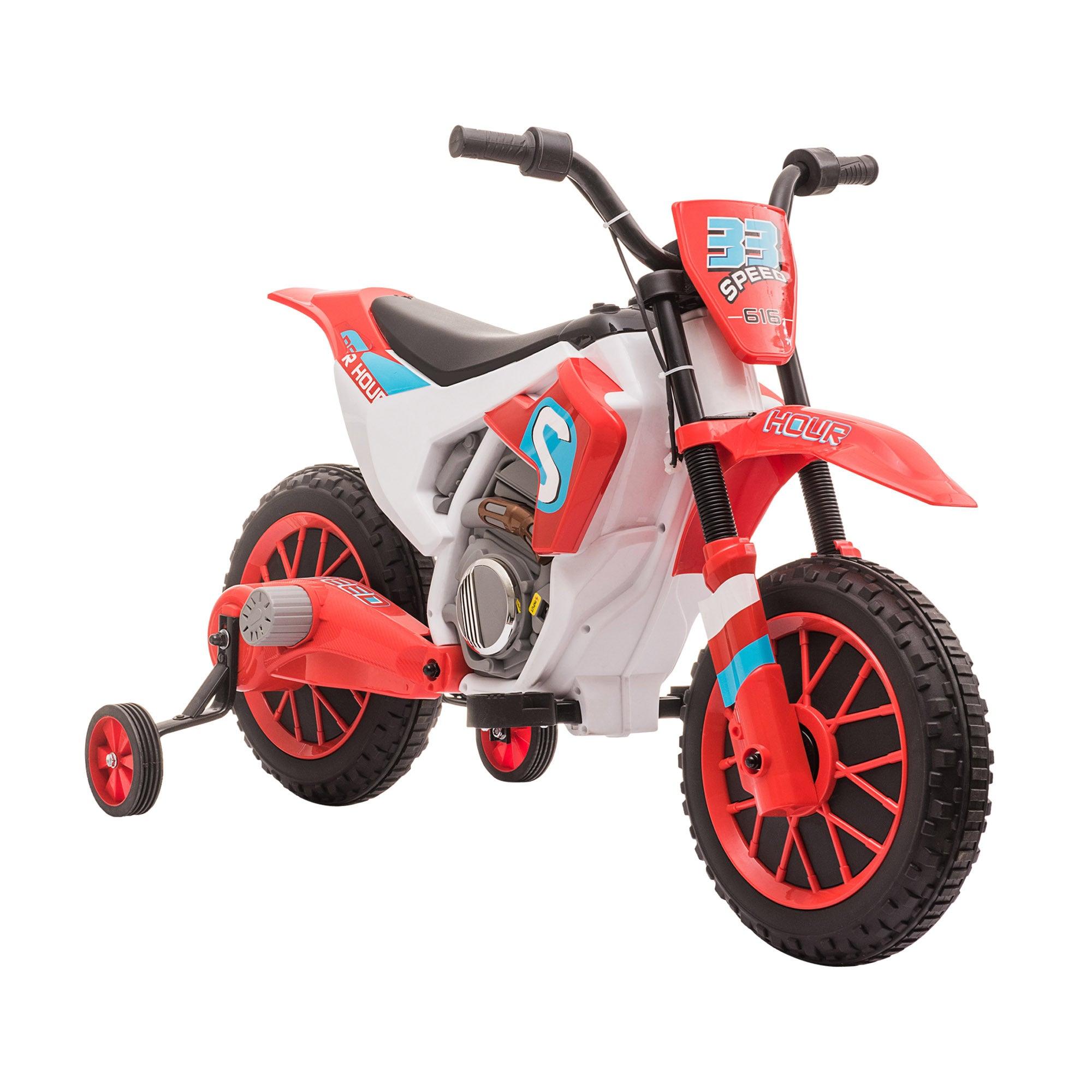 12V Kids Electric Dirt Bike - Battery Powered Ride On Motorcycle Toy with Training Wheels & Charger - Red Off-Road Street Bike for Boys & Girls - Perfect for Backyard, Park & Neighborhood Riding