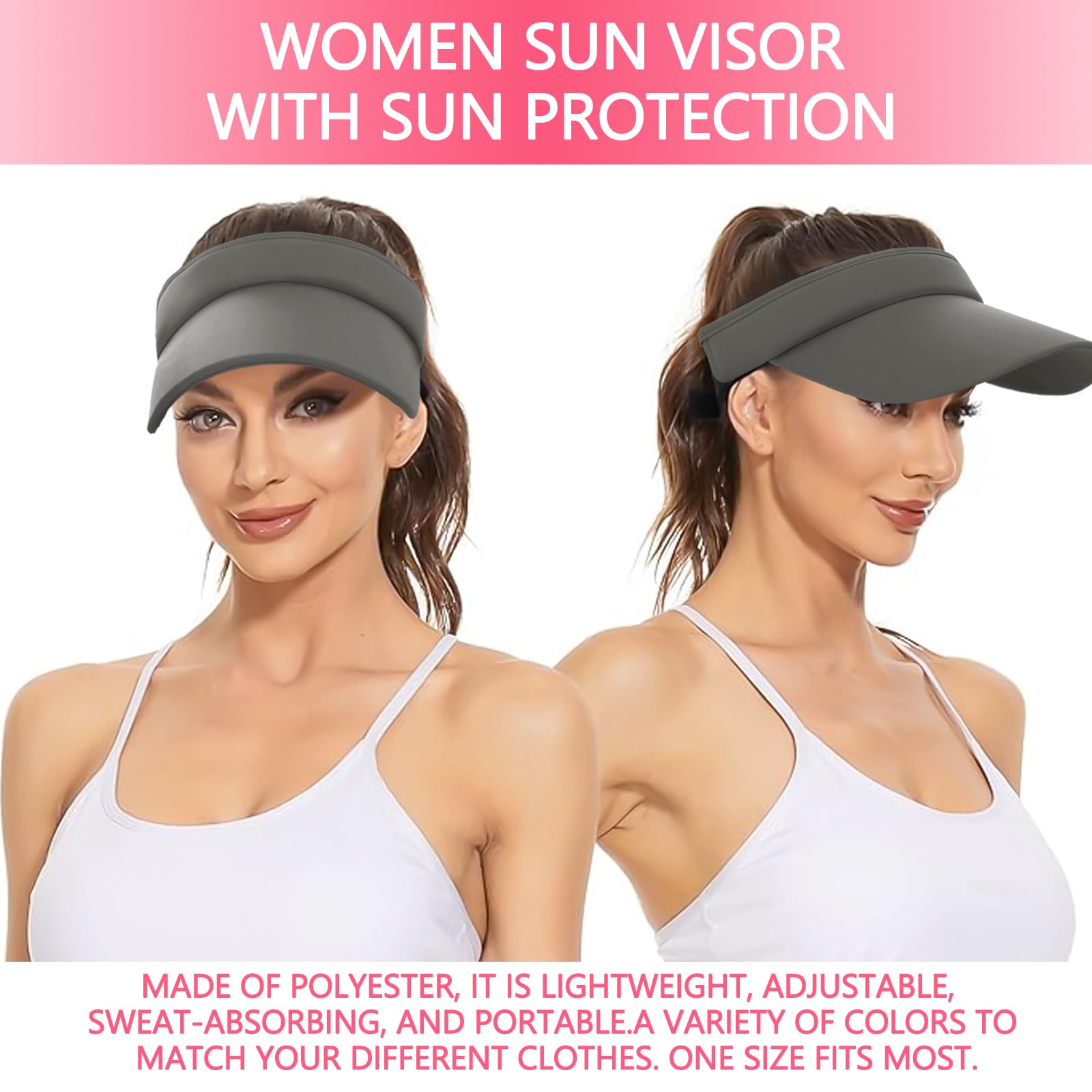 UPF 50+ Sun Protection Visor Hats for Women & Men - Adjustable Wide Brim Sports Cap for Golf, Running, Hiking & Outdoor Activities - Breathable Mesh Design for Summer Sun Safety