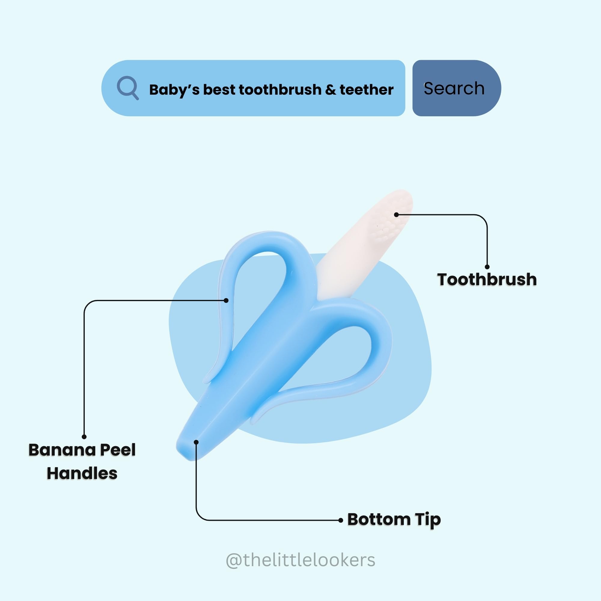 MASTELA Silicone Baby Banana Teether & Toothbrush - Safe Teething Toy for Infants & Toddlers (Blue, 1 Pack) - Perfect for Soothing Sore Gums & Early Oral Care