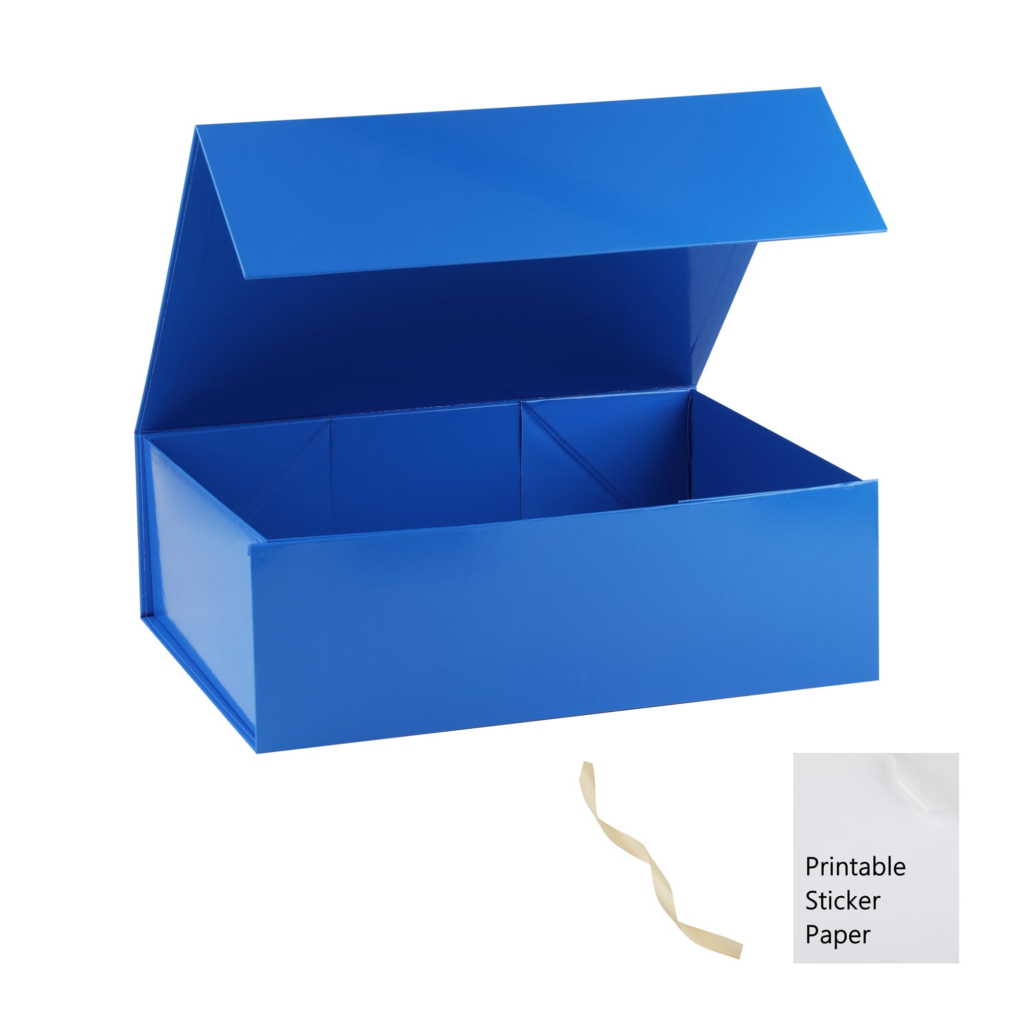 Elegant Blue Gift Box with Lid - 10x7.3x3.5 Inch Wedding, Birthday & Graduation Present Box Set Includes Ribbon & DIY Stickers - Perfect for Bridesmaid Proposals, Anniversary Gifts & Special Occasions