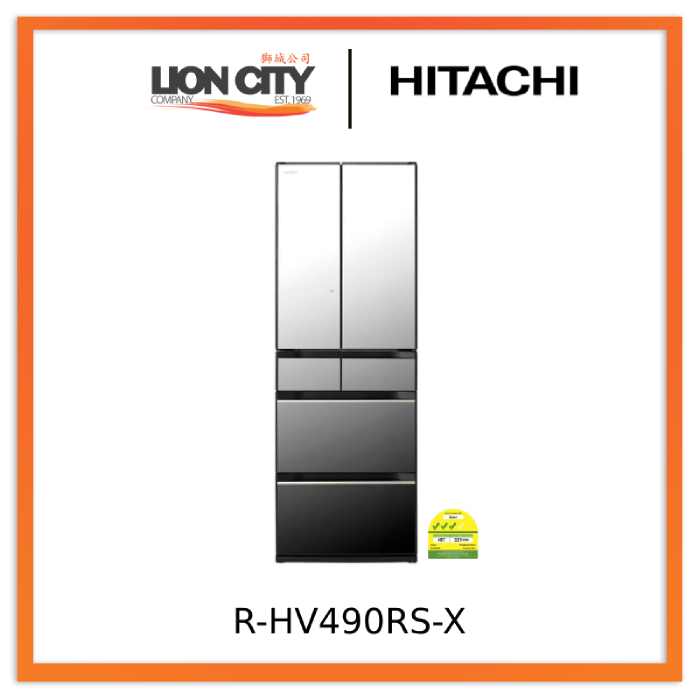 Hitachi R-HV490RS 379L Multi-Door Refrigerator - Energy Efficient Large Capacity Fridge for Home, Kitchen & Restaurant Use