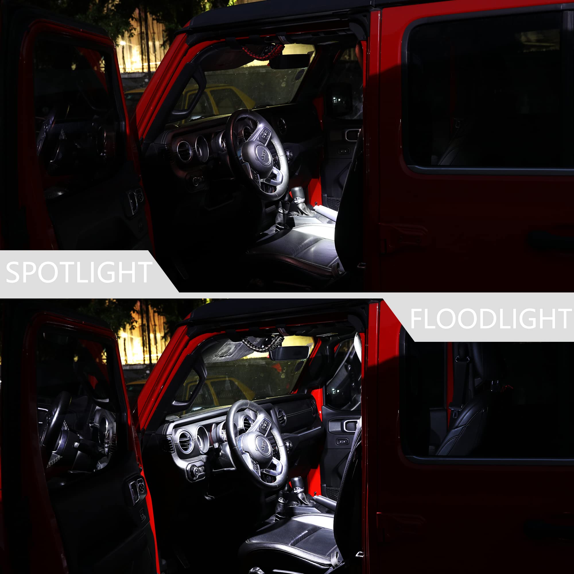 Premium Roll Bar Grab Handles with LED Dome Light for 1945-2025 Jeep Wrangler (CJ/YJ/TJ/JK/JL) & Gladiator JT - Universal 2.0