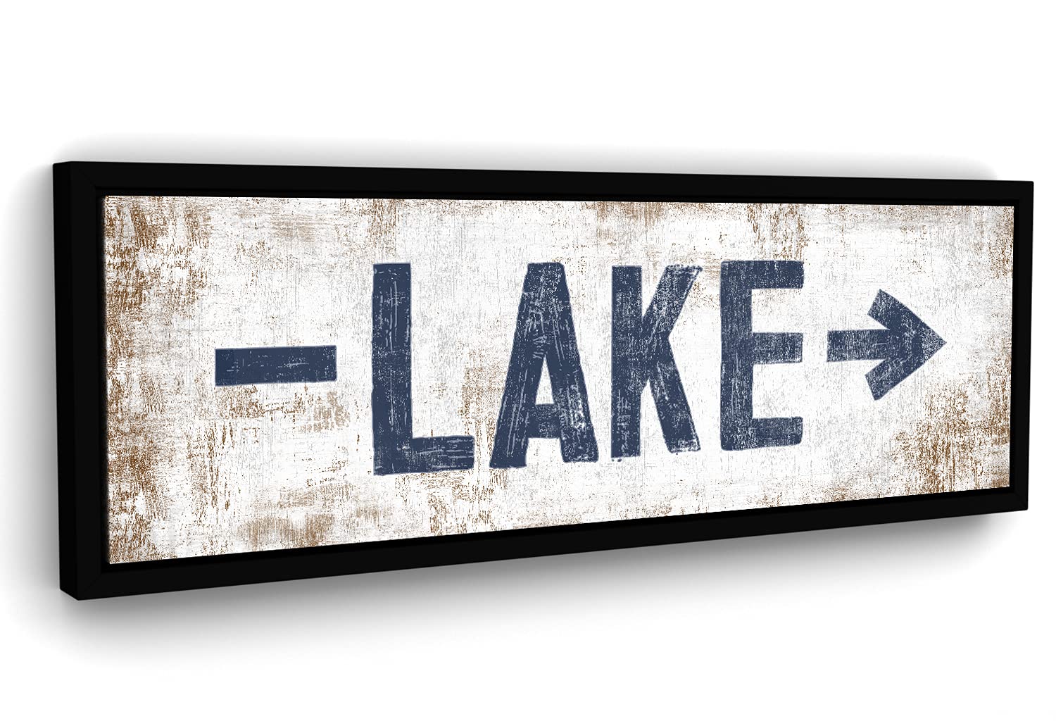 Custom Beach & Lake Arrow Direction Signs - Rustic Canvas Wall Art with Black Frame (12