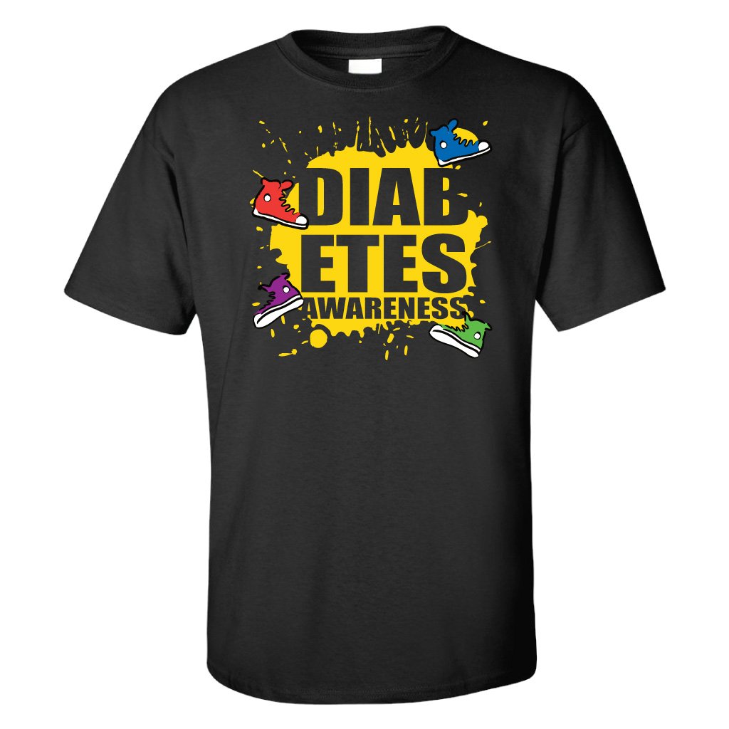 Diabetes Awareness Paint Splatter T-Shirt - Support Diabetes Research & Awareness - Comfortable Cotton Tee for Men & Women - Perfect for Fundraisers, Walks & Awareness Events