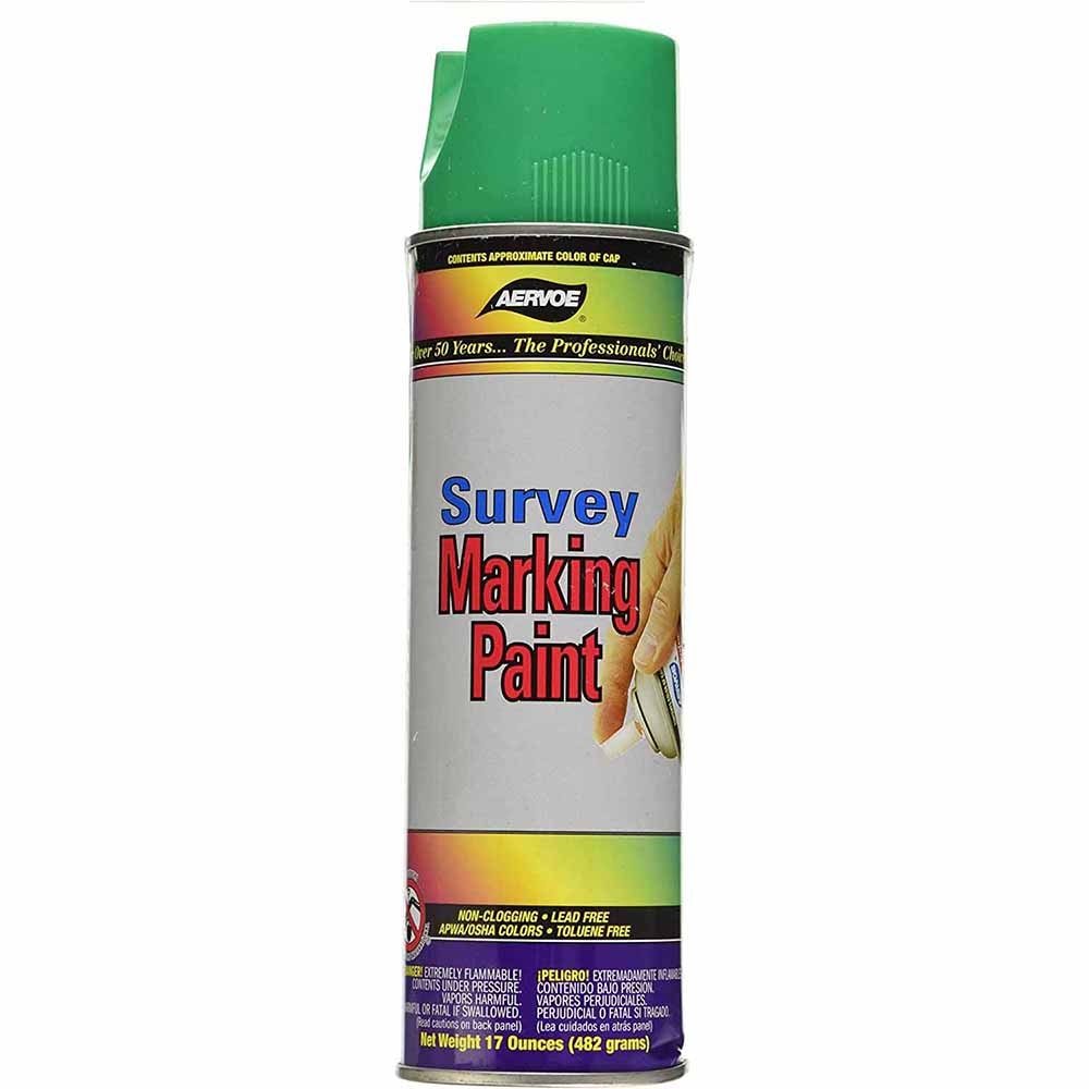 Aervoe 204 17 oz. Green Survey Marking Paint - High Visibility, Fast Drying for Construction, Landscaping & Utility Marking