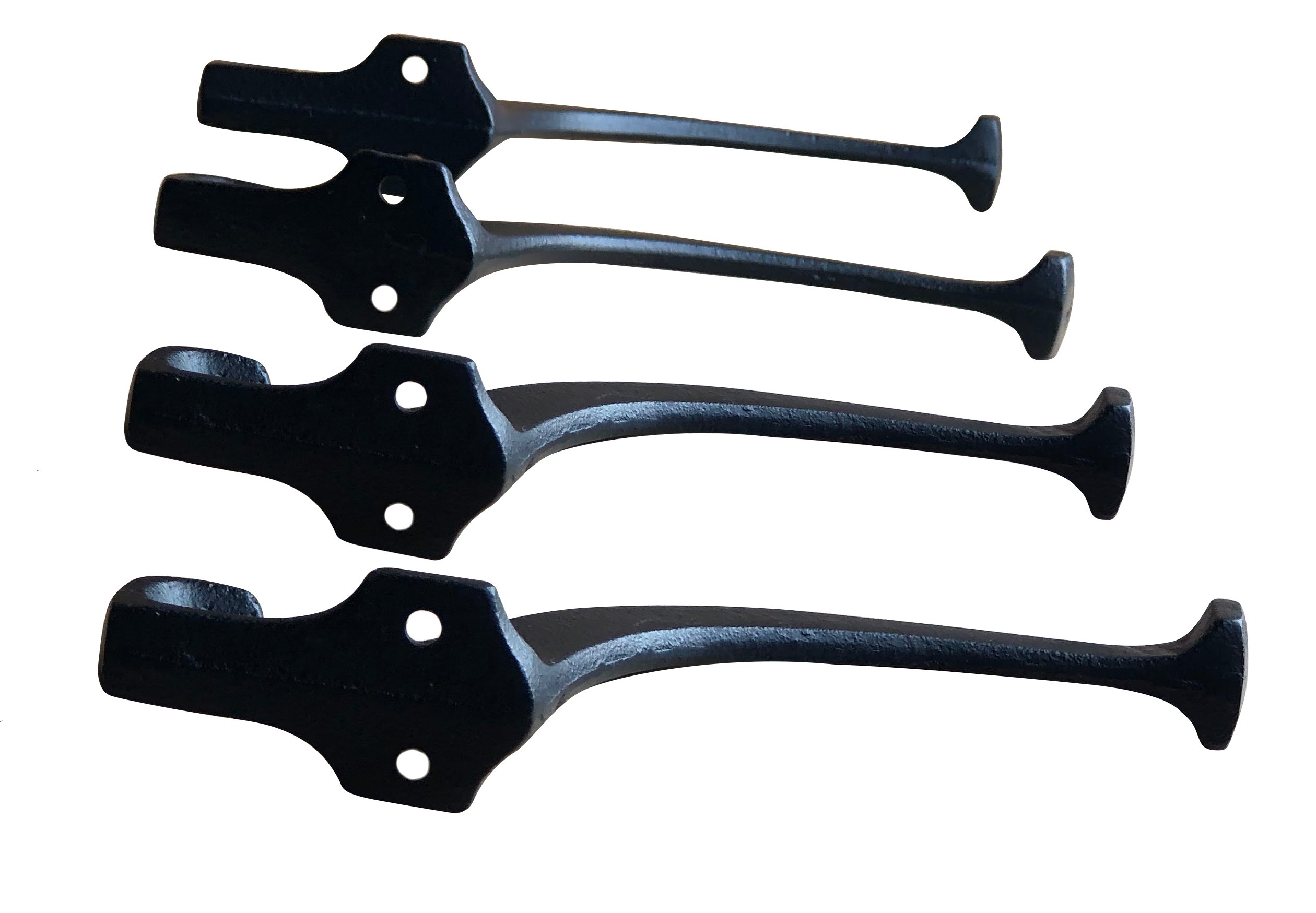 Set of 4 Black Rustic Wrought Iron Coat Hooks - Farmhouse Wall Mounted Entryway Hooks (5.75