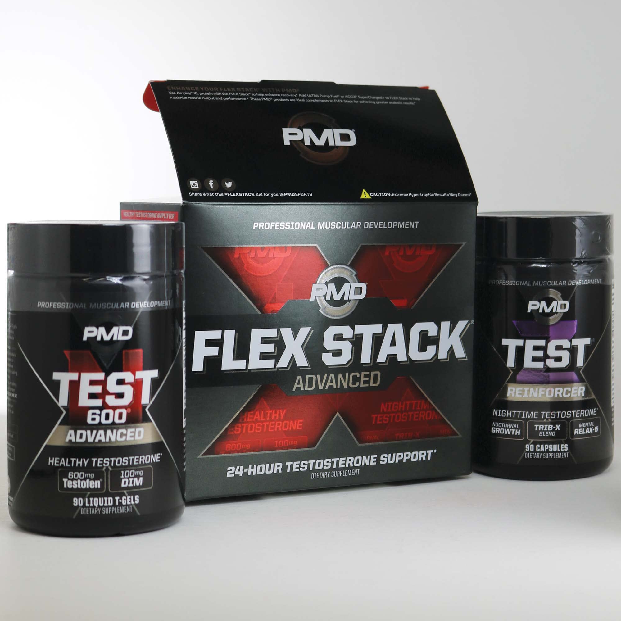 PMD Sports Flex Stack Advanced 24-Hour Testosterone Booster Supplement for Men - N-Test 600 Advanced 90 Liquid T-Gels & Z-Test 90 Capsules - Supports Lean Muscle Growth, Strength, Recovery, Libido & Sleep - Perfect for Gym, Bodybuilding & Athletic Performance