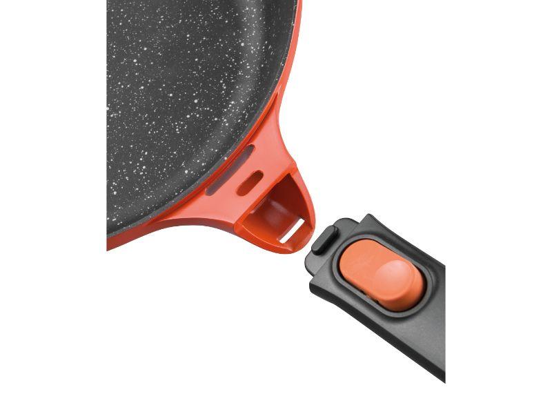 BergHOFF GEM Cast Aluminum Non-Stick 9.5-Inch Covered Saute Pan 3.5Qt - Caribbean Red, Stay Cool Handle - Perfect for Sautéing, Frying & Simmering on Gas, Electric & Induction Cooktops