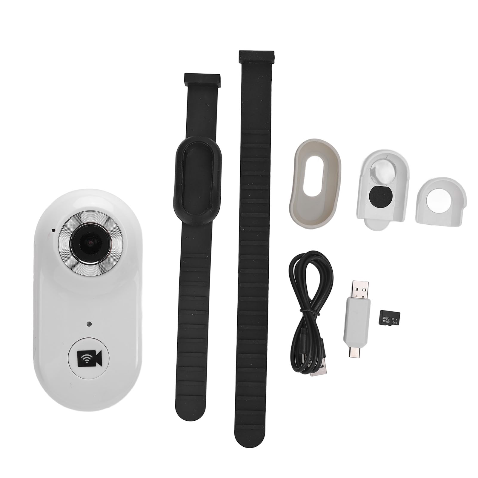 1080P Lightweight Pet Collar Camera with OTG USB Connection - Dog Action Camera for Outdoor & Indoor Use - 120° Wide Angle, 8GB Memory Card, Back Clip Design (White) - Perfect for Hiking, Training & Home Monitoring