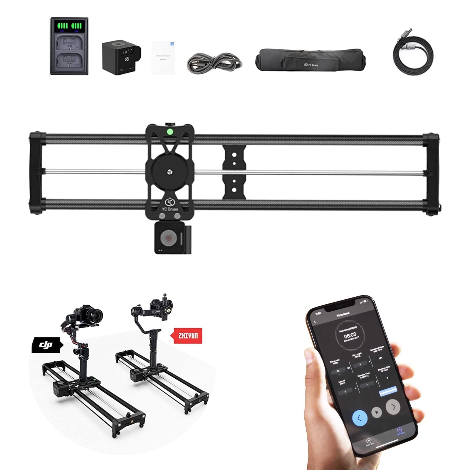 Hot Dog SE 80cm Motorized Camera Slider with Smartphone App Control - Multiple Shooting Modes, Compatible with Zhiyun & DJI Ronin-S/RS2 Stabilizers - Perfect for Time-Lapse, Video Production & Vlogging