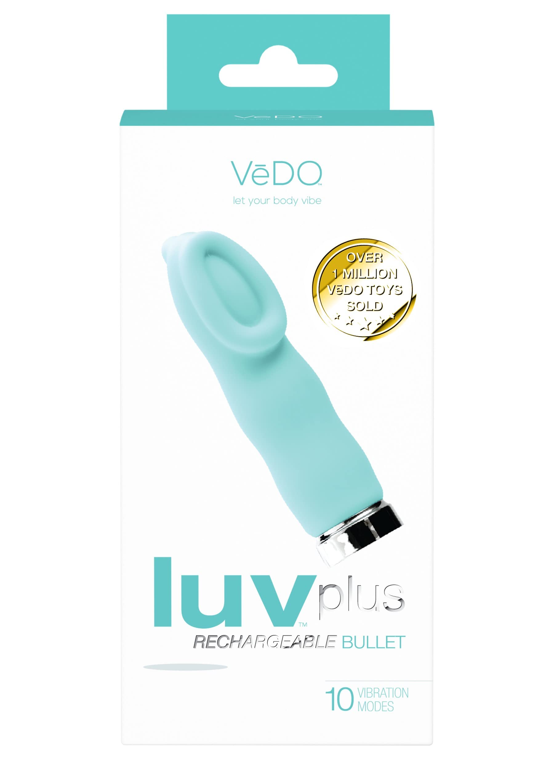 VeDO LUV Plus Rechargeable Bullet Vibrator - Powerful Clitoral Stimulator for Women, Waterproof & Ultra-Quiet Adult Sex Toy (Turquoise) - Perfect for Solo Play & Couples Intimacy