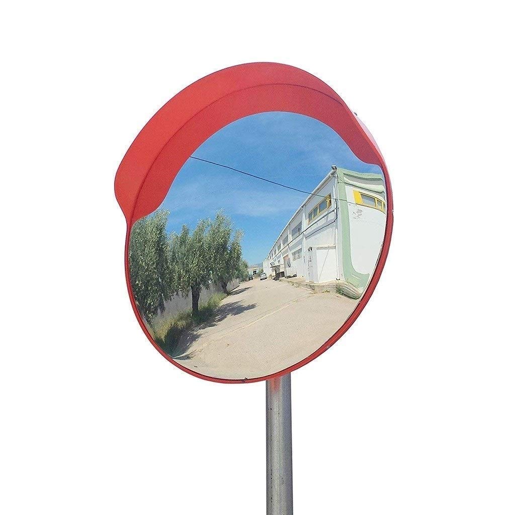 Unbreakable Plastic Convex Mirror - 45cm Portable Waterproof Spherical Safety Mirror for Home & Store Security (Red) | Anti-Theft Protection for Indoor/Outdoor Use